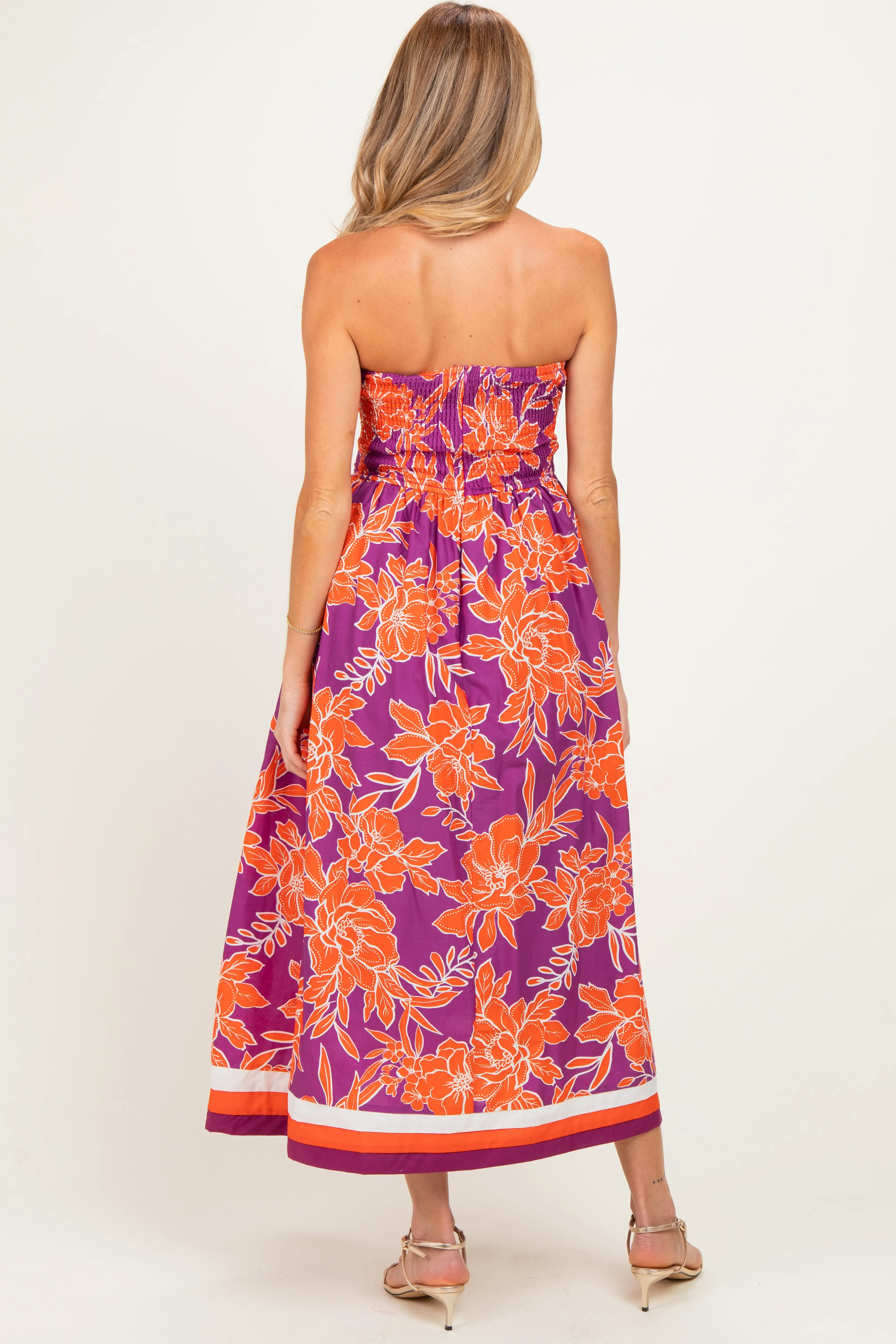 Plum Floral Strapless Maternity Midi Dress sold by Pinkblush product image thumbnail 3