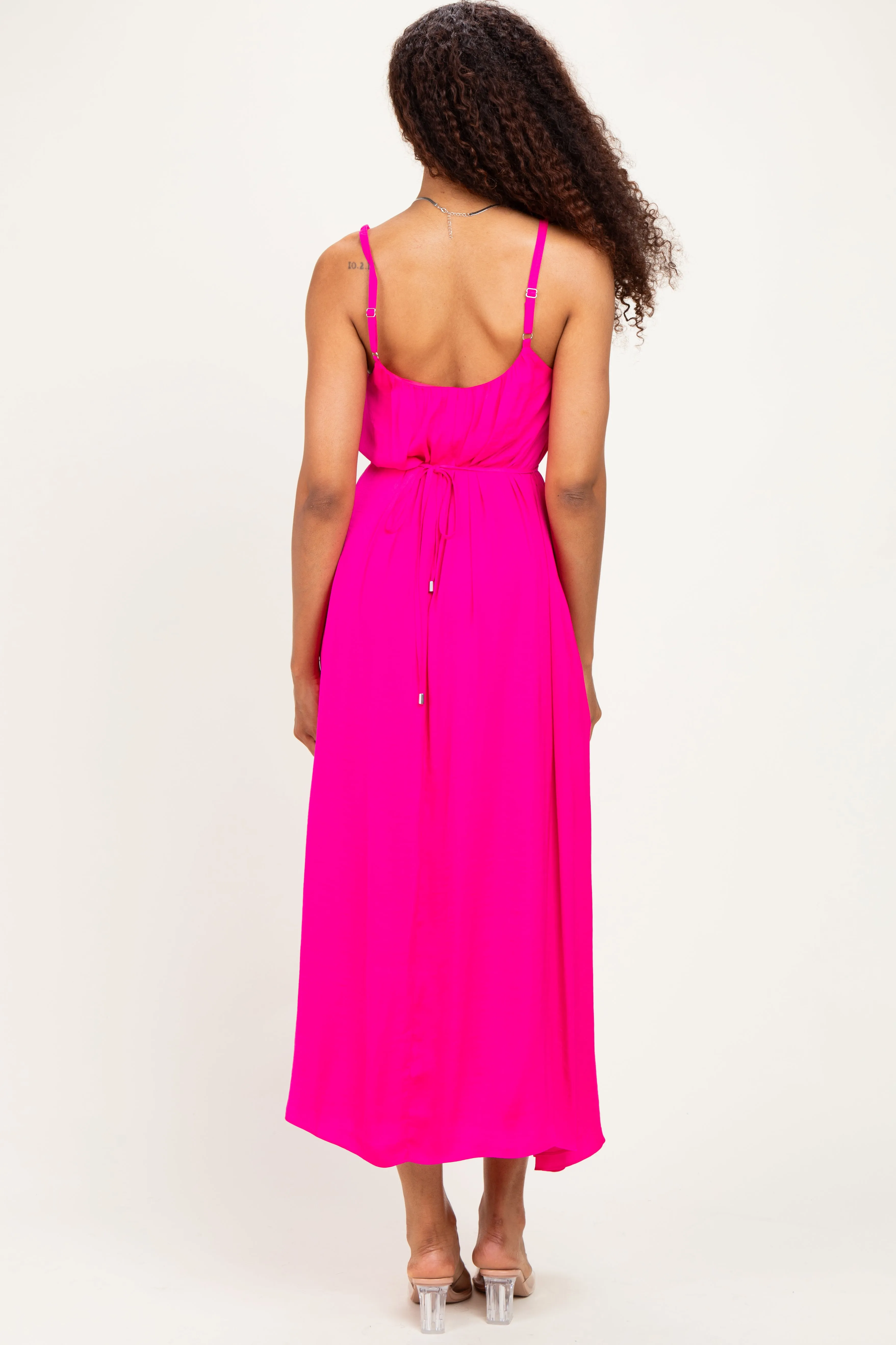 Hot Pink Sleeveless Flower Belt Dress sold by Pinkblush product image thumbnail 3