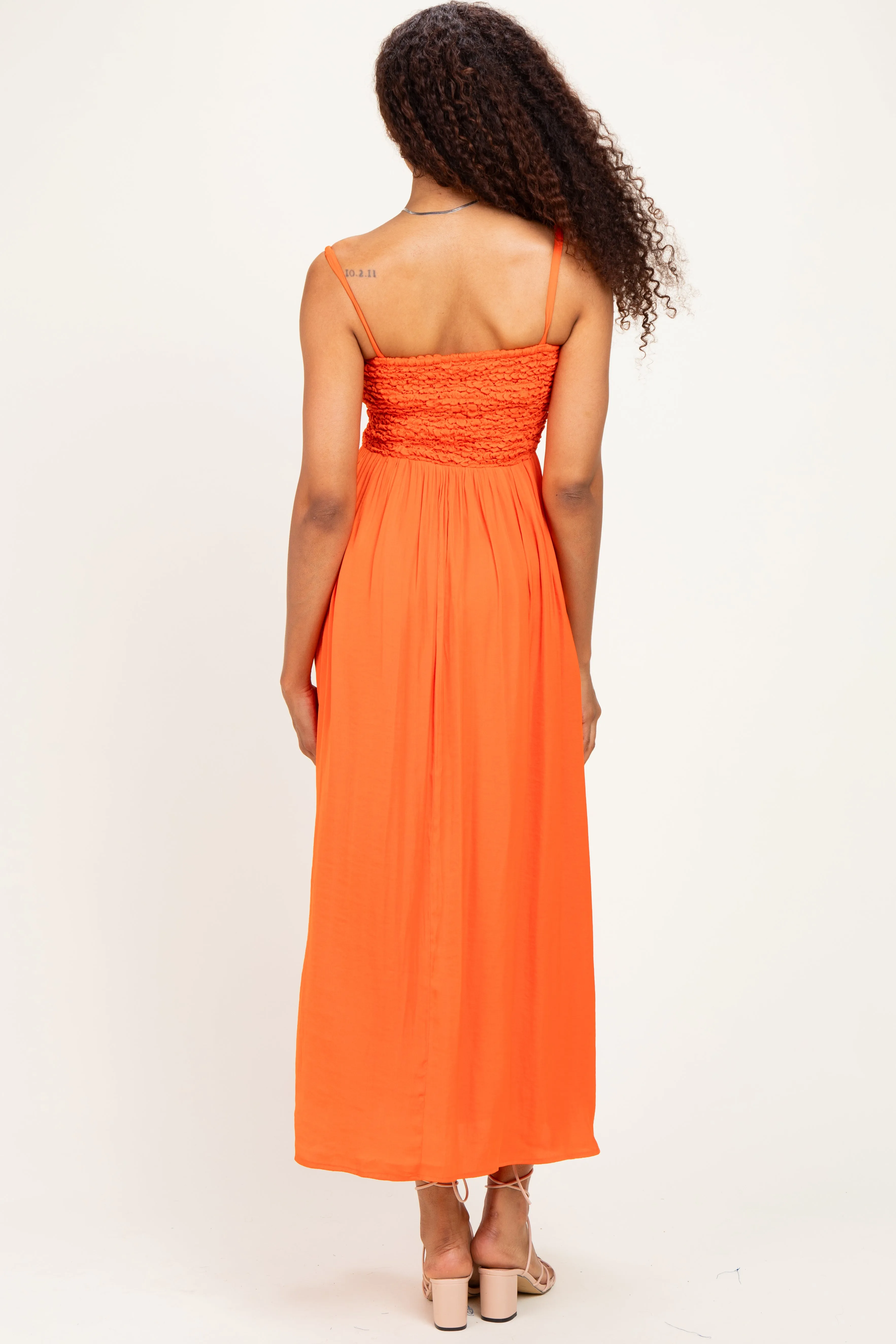 Orange Textured Smocked Maxi Dress sold by Pinkblush product image thumbnail 3