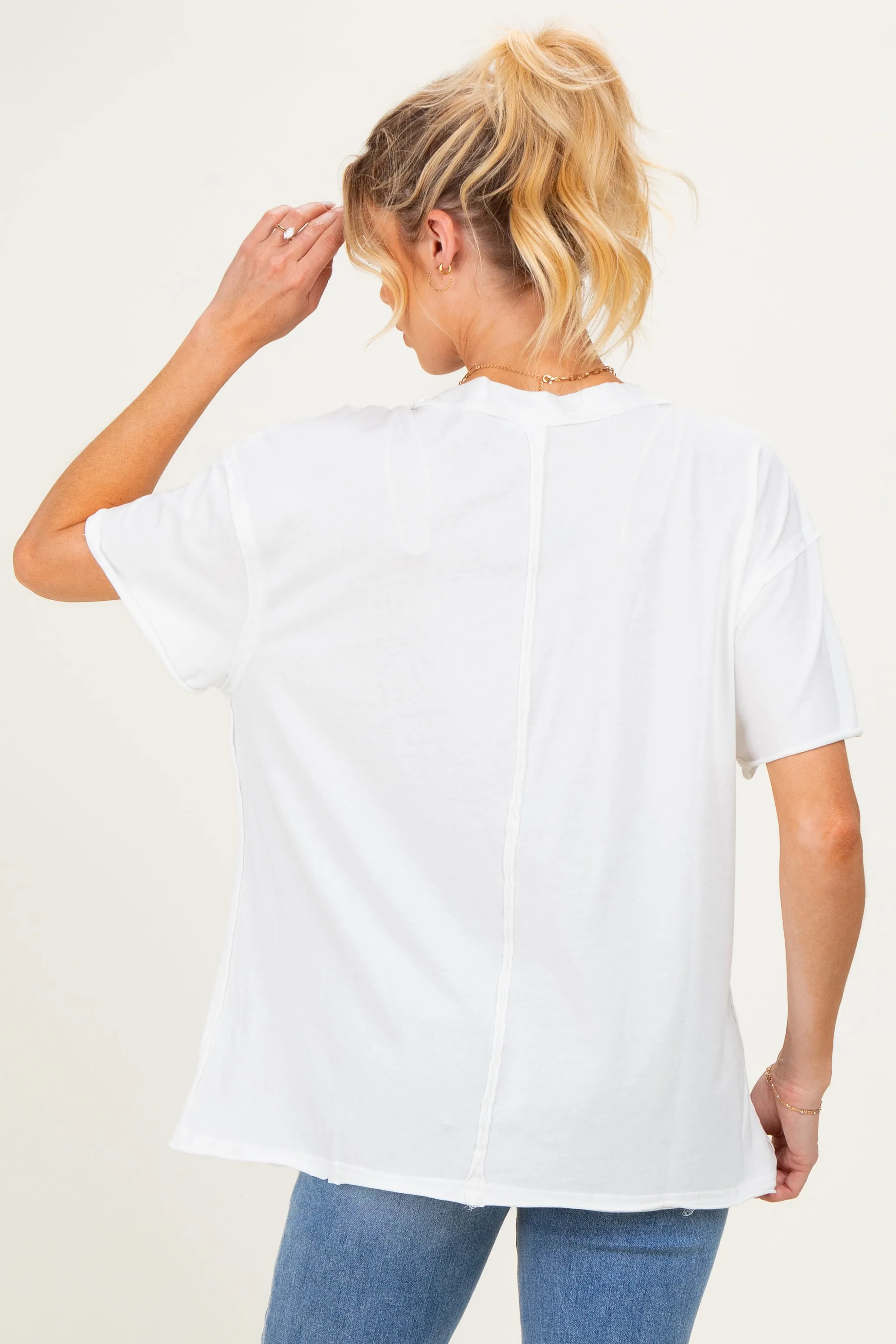 White Washed V-Neck Oversized Maternity Tee sold by Pinkblush product image thumbnail 2