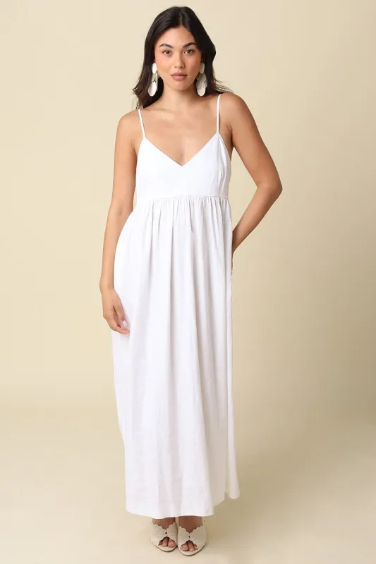 Off White Linen Blend Sleeveless Maxi Dress made by Olivaceous