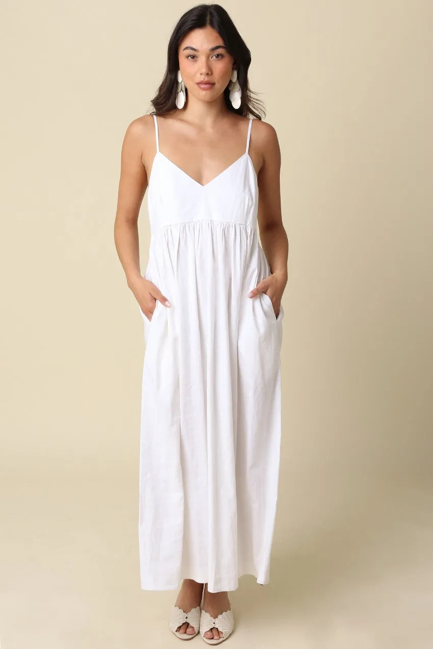 Off White Linen Blend Sleeveless Maxi Dress sold by Pinkblush product image thumbnail 2