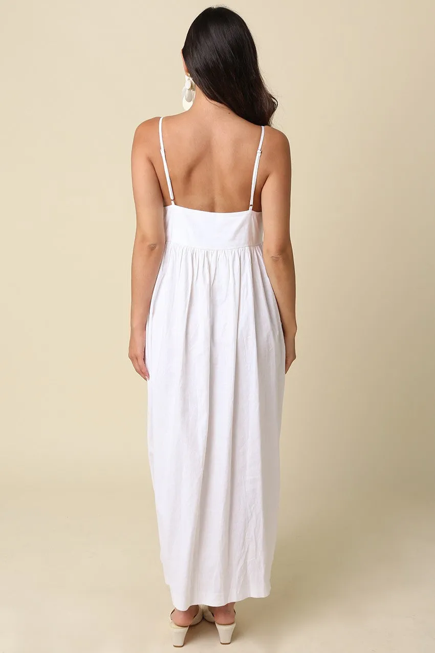Off White Linen Blend Sleeveless Maxi Dress sold by Pinkblush product image thumbnail 3