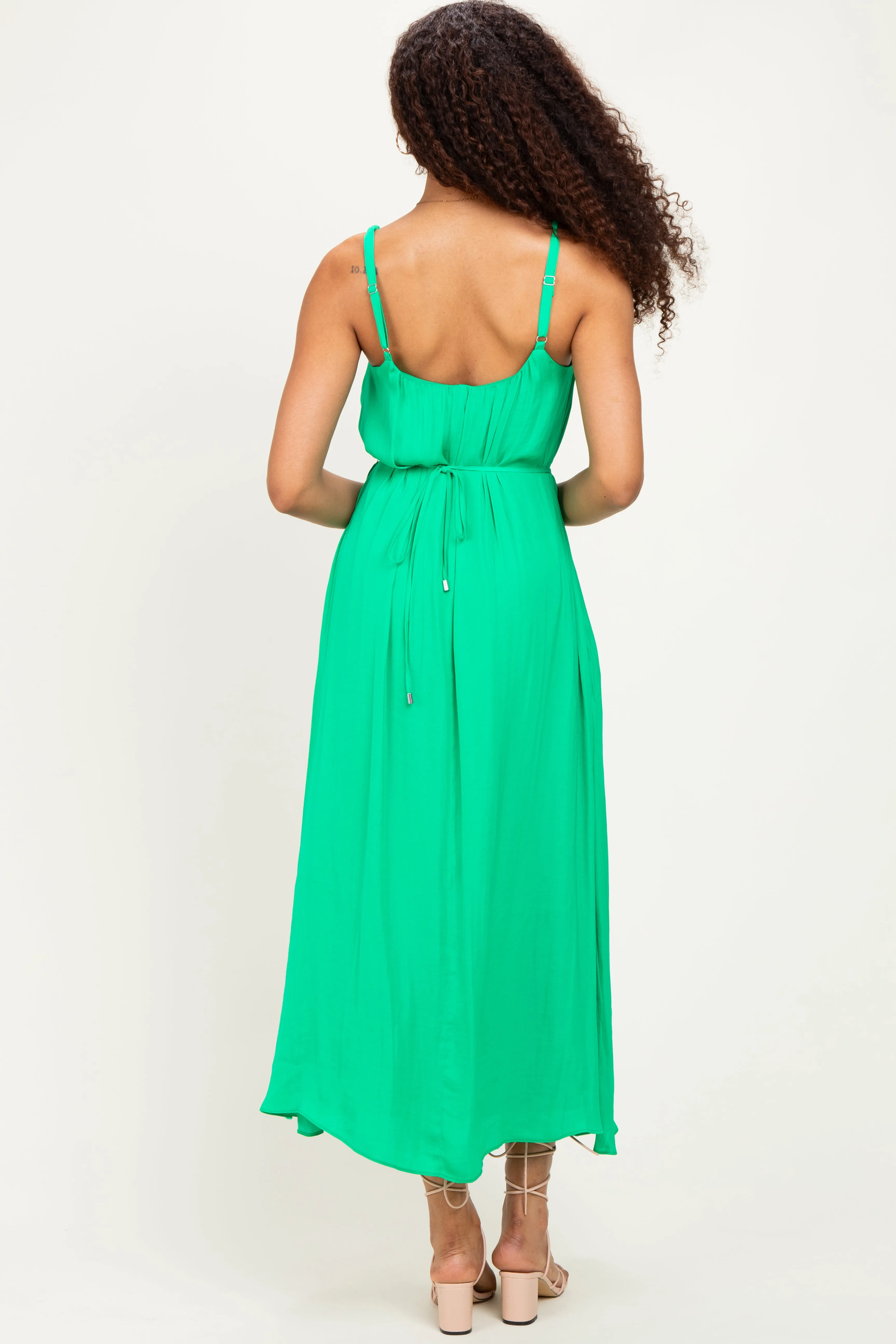 Green Sleeveless Flower Belt Dress sold by Pinkblush product image thumbnail 3