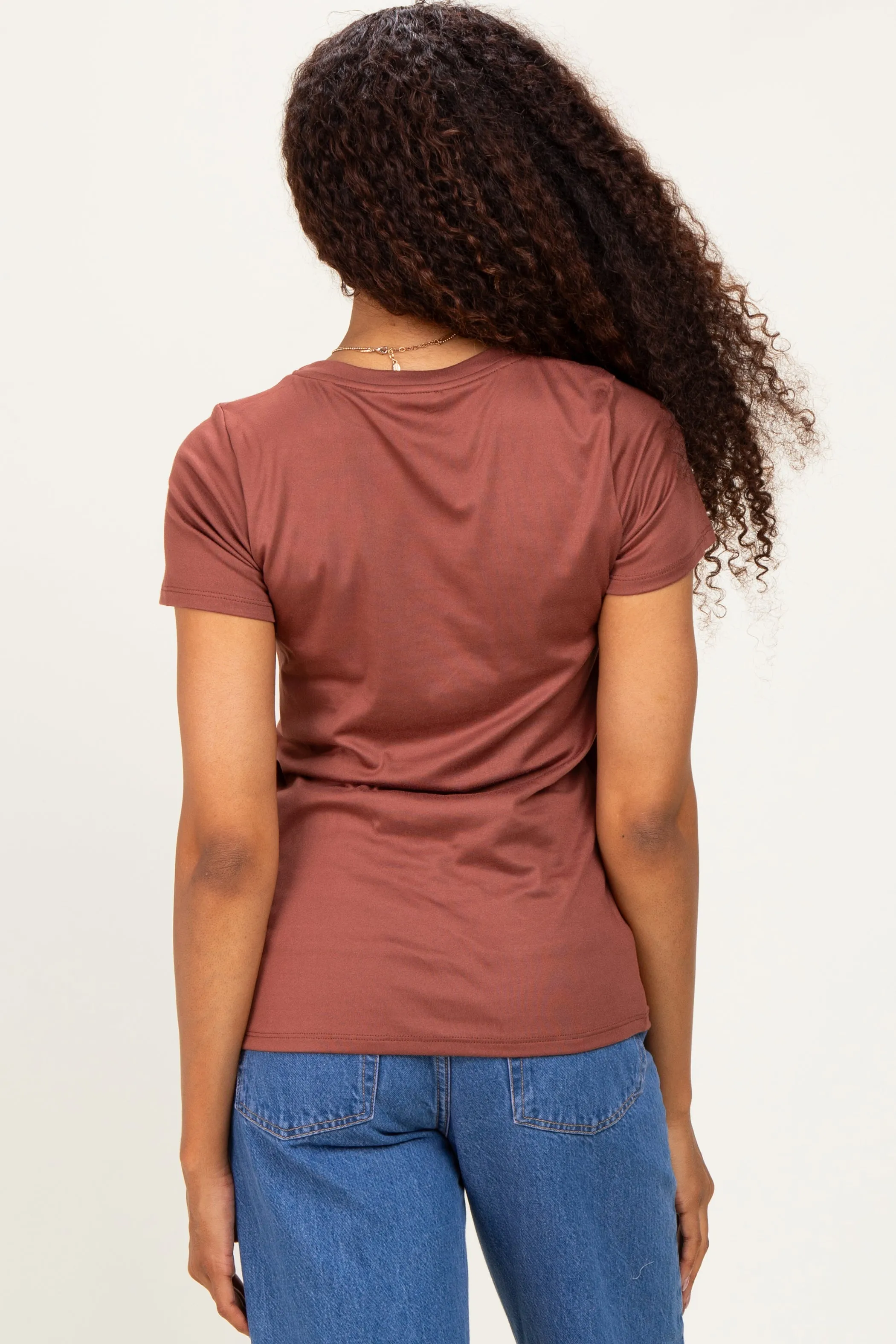 Rust Basic Crew Neck Tee sold by Pinkblush product image thumbnail 3