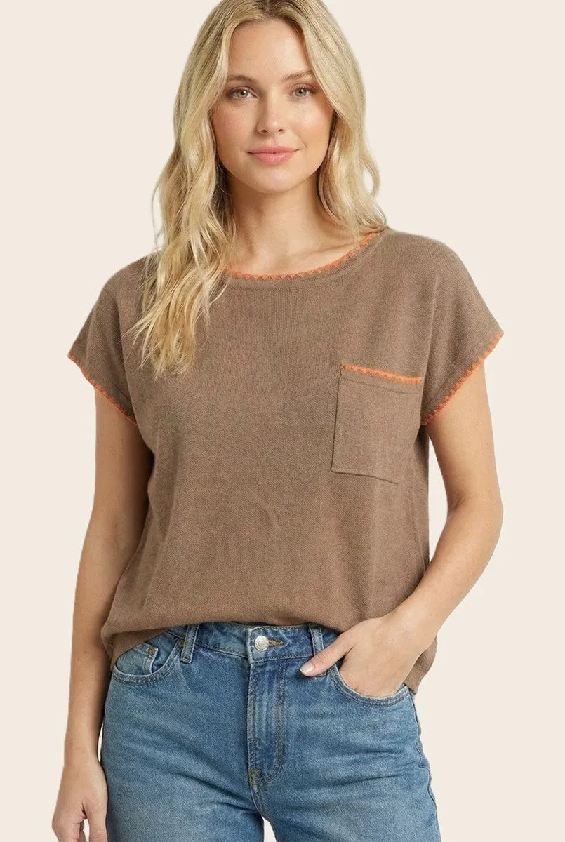 Copper Contrast Stitch Knit Maternity Top sold by Pinkblush product image thumbnail 4