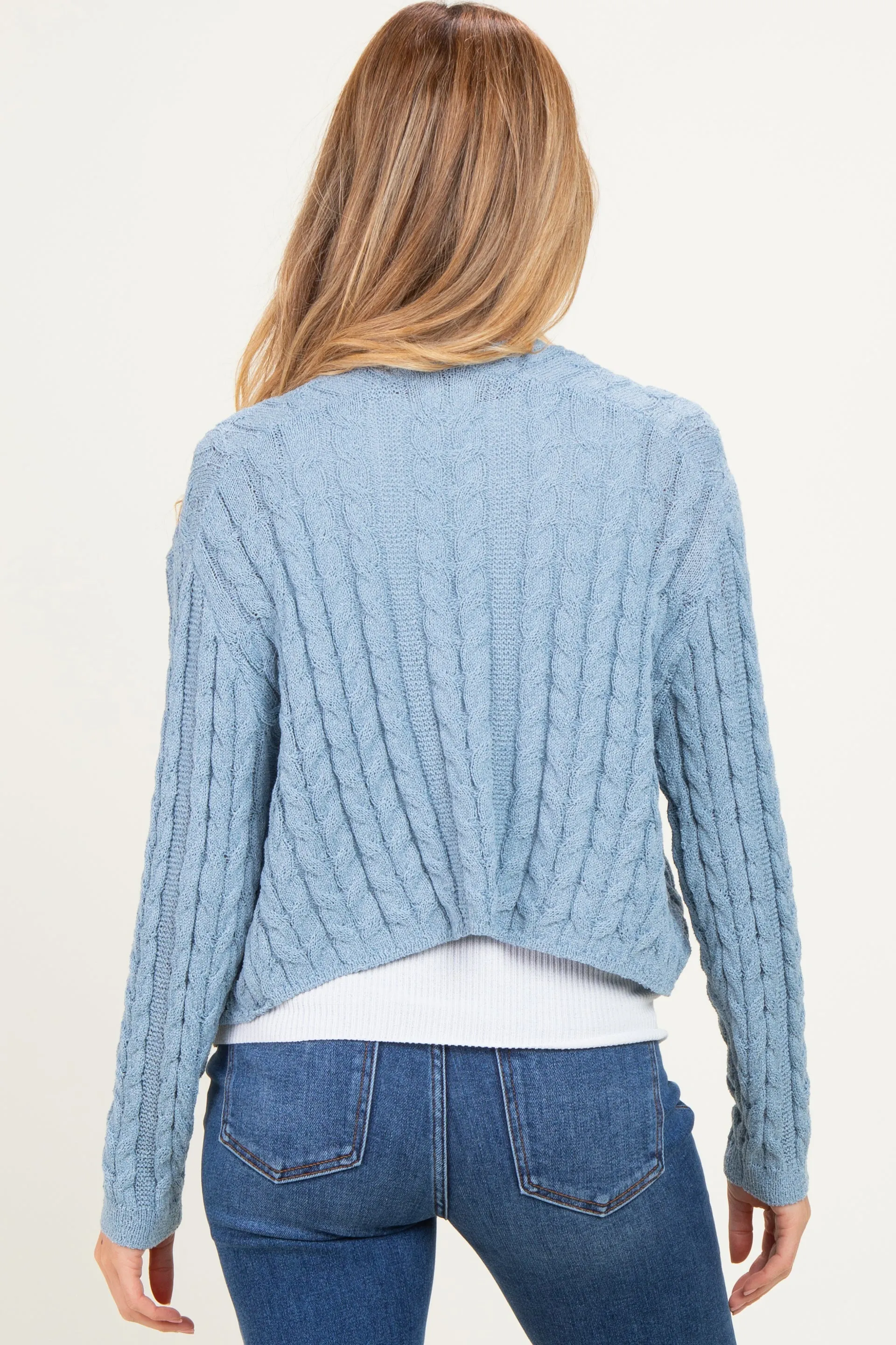 Blue Dolman Sleeve Boho Cable Knit Maternity Cardigan sold by Pinkblush product image thumbnail 4