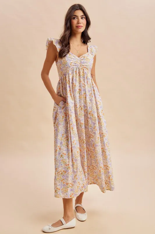 Wildflower Floral Ruffle Strap Maxi Dress made by Inloom