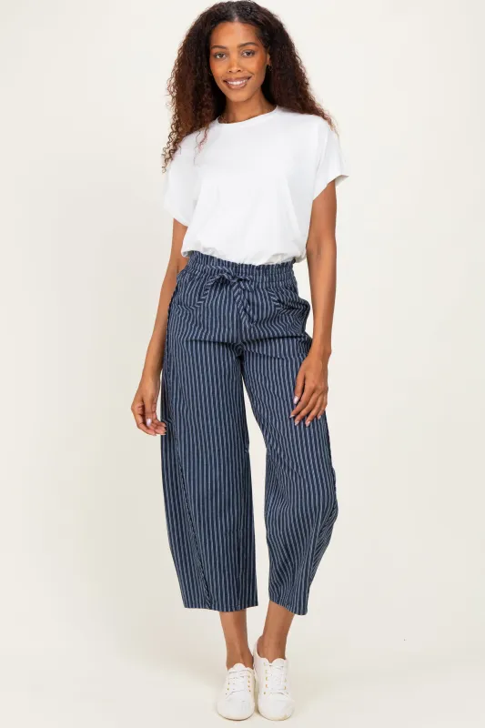 Indigo Pinstripe Maternity Pants made by Pinkblush