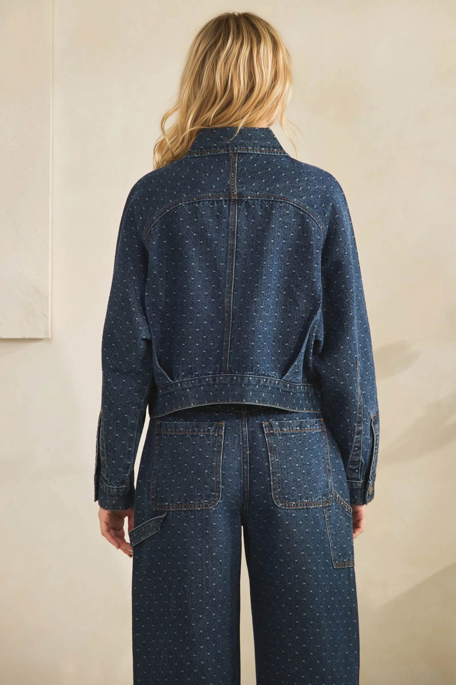 Dark Wash Boho Dotted Denim Jacket sold by Pinkblush product image thumbnail 4