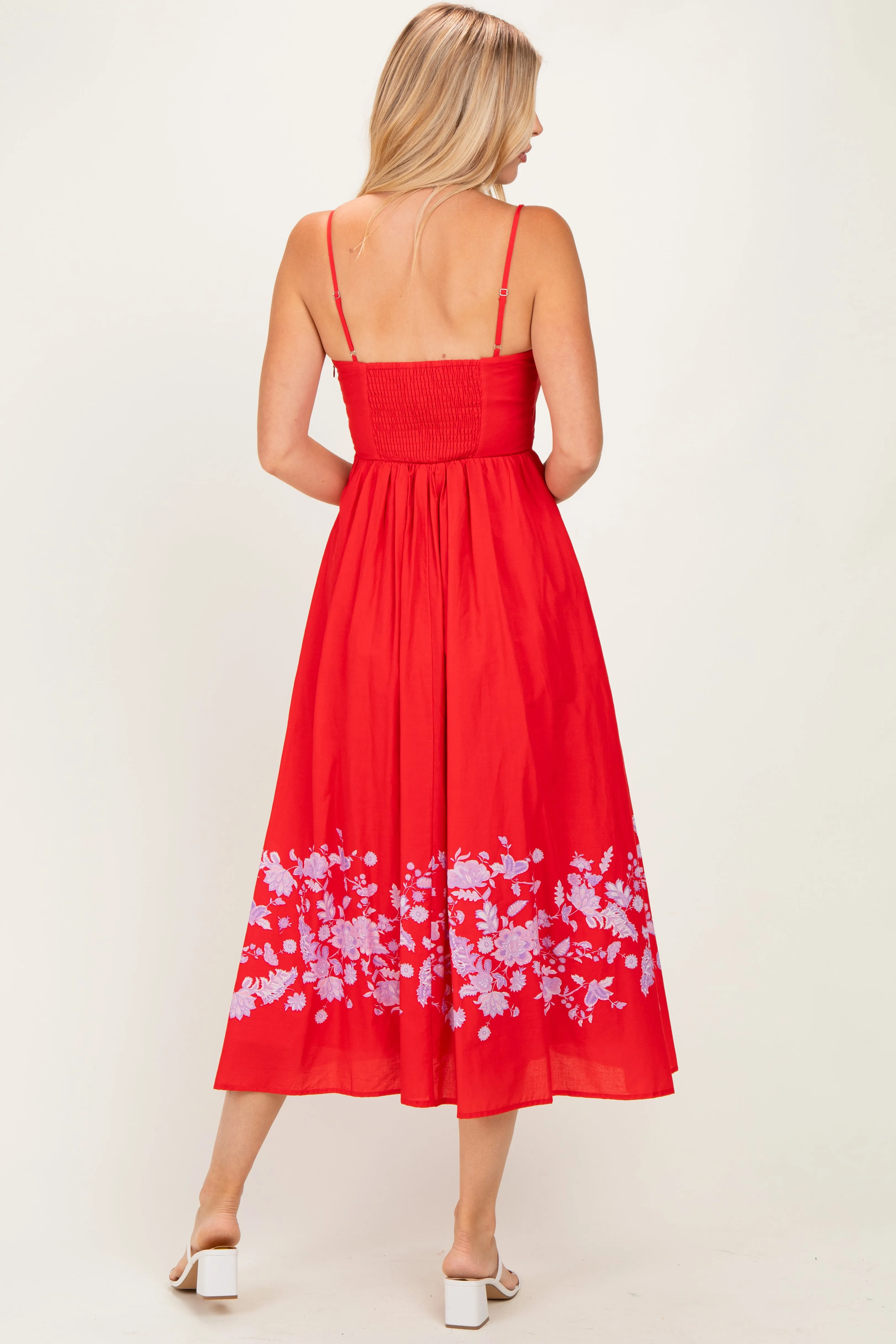 Red Floral Print Midi Dress sold by Pinkblush product image thumbnail 3