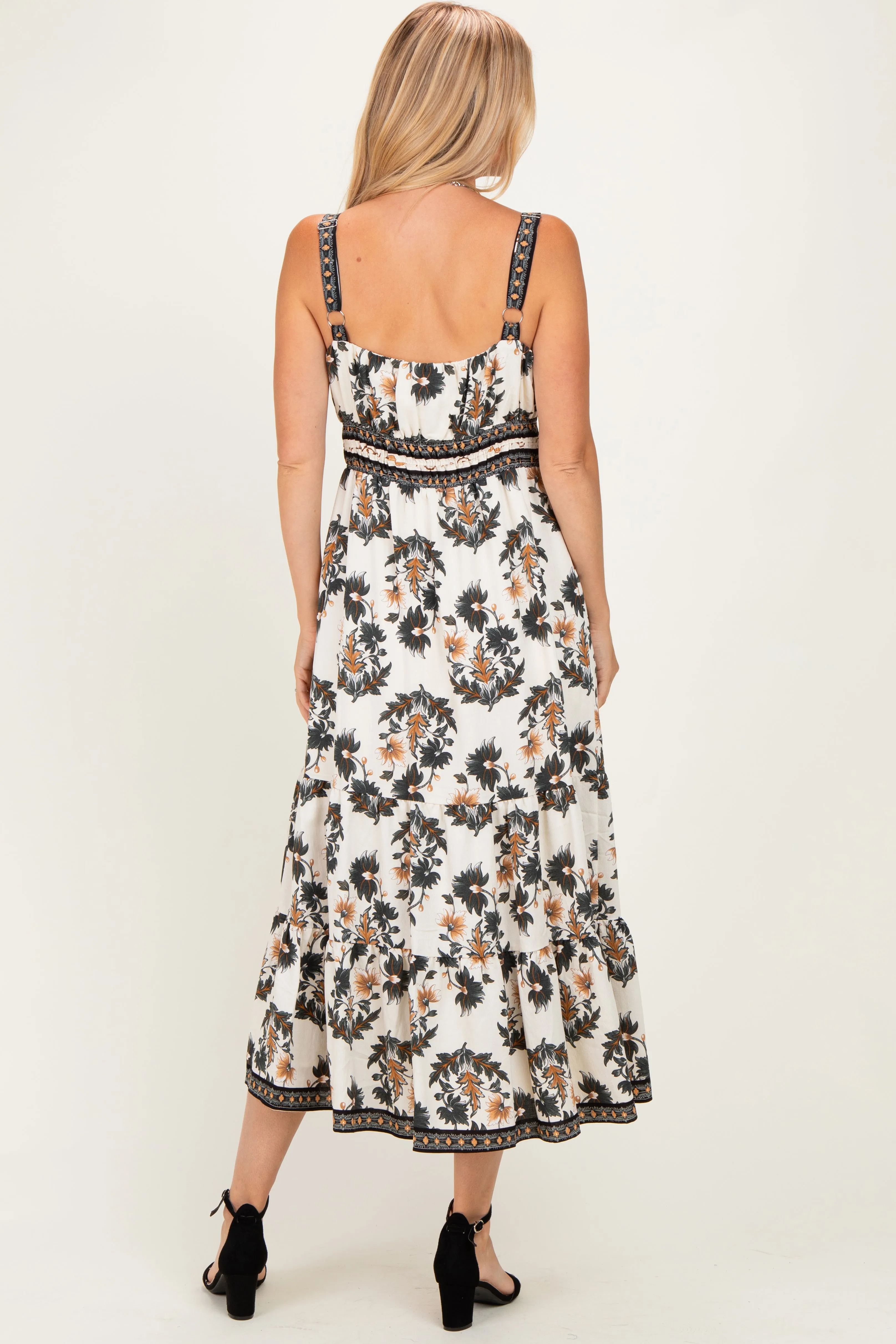 Black Floral Sleeveless Tiered Maxi Dress sold by Pinkblush product image thumbnail 3