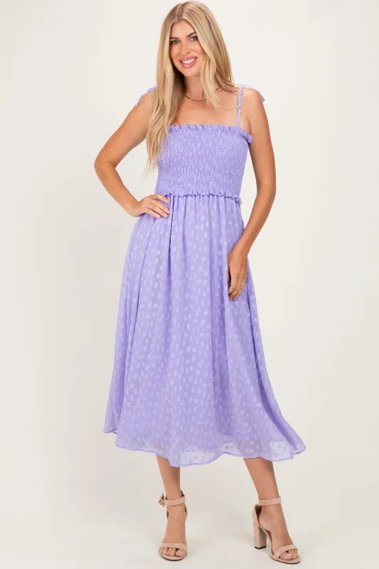 Lavender Shoulder Tie Midi Dress made by Pinkblush