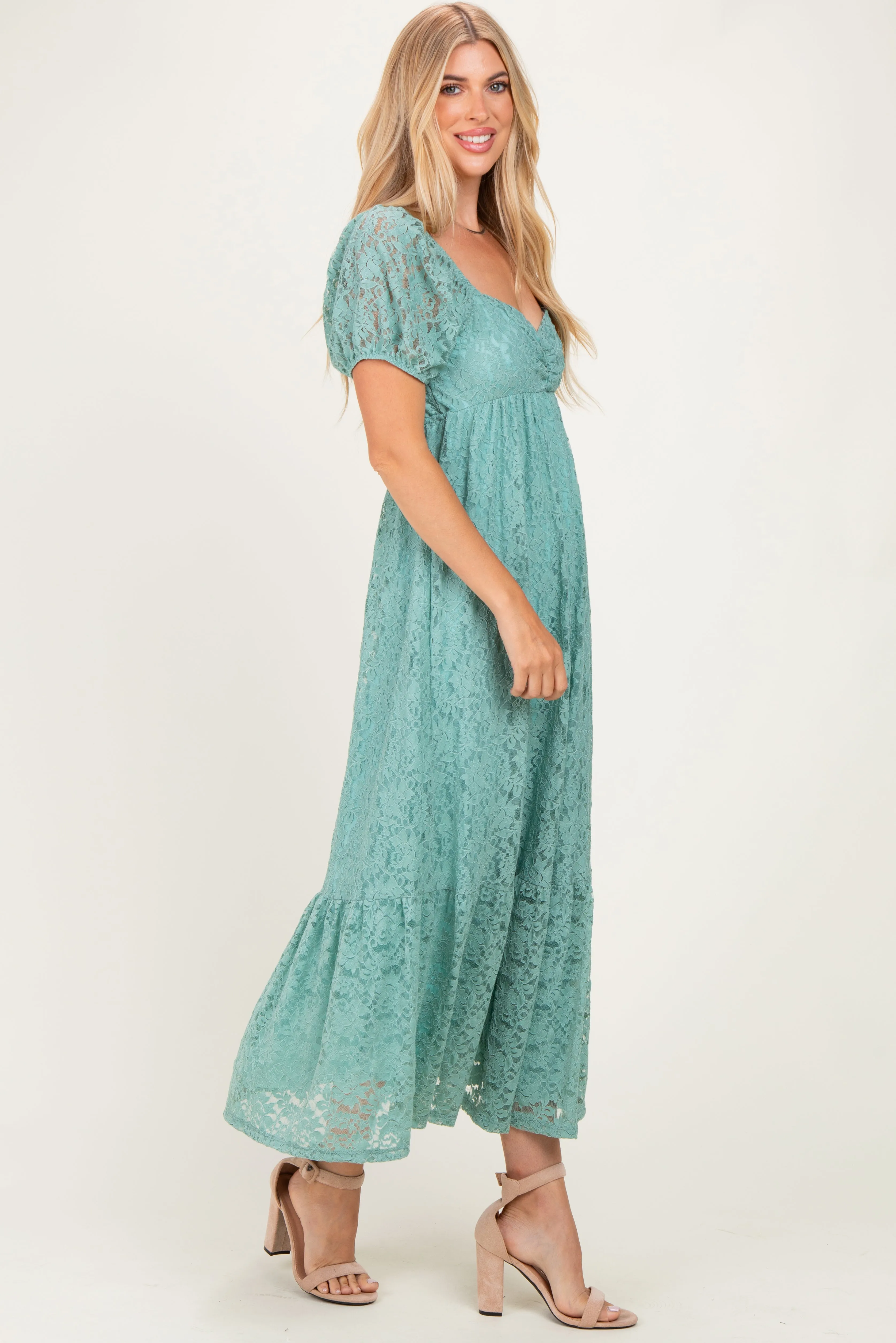 Light Blue Lace Maxi Dress sold by Pinkblush product image thumbnail 2