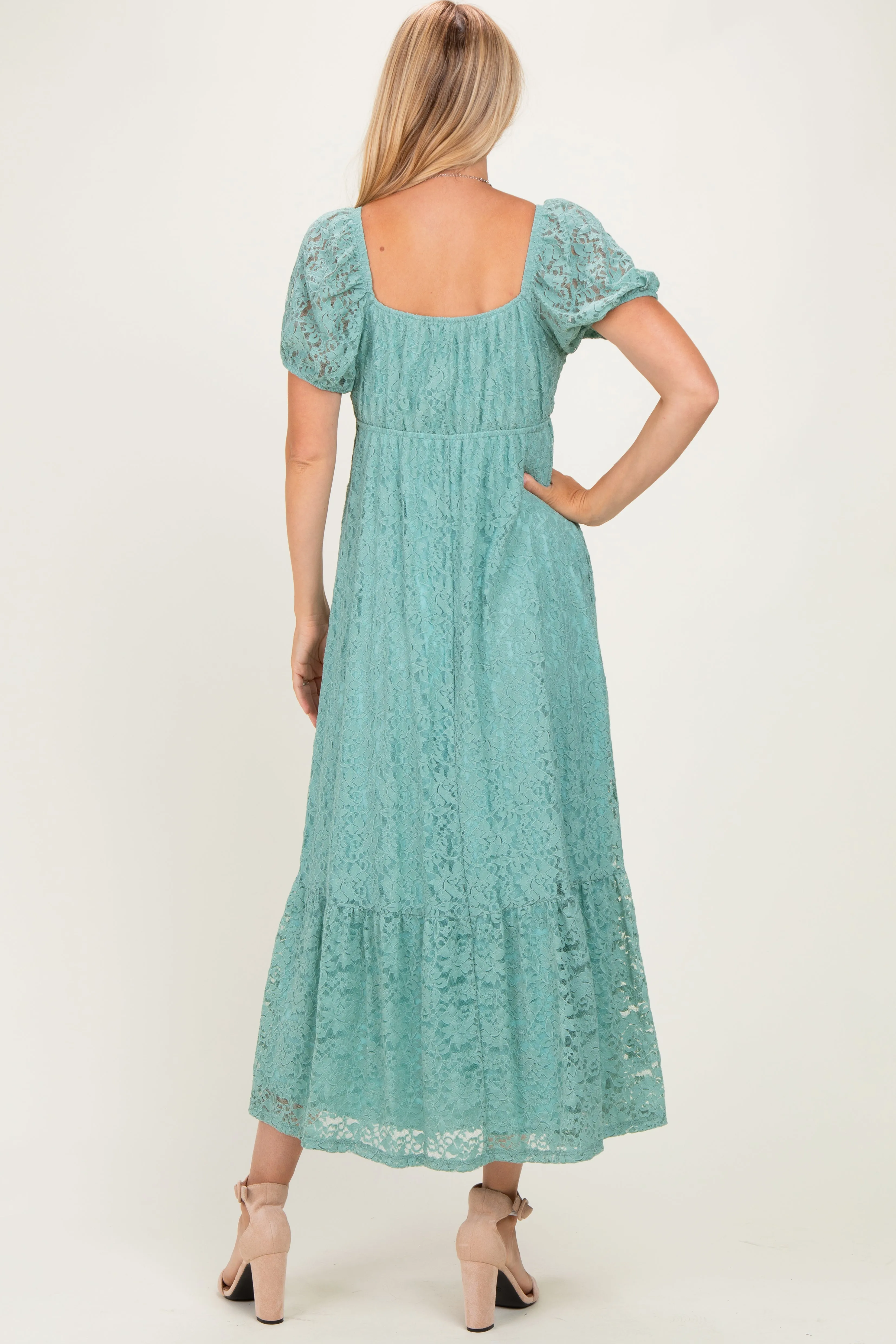 Light Blue Lace Maxi Dress sold by Pinkblush product image thumbnail 3
