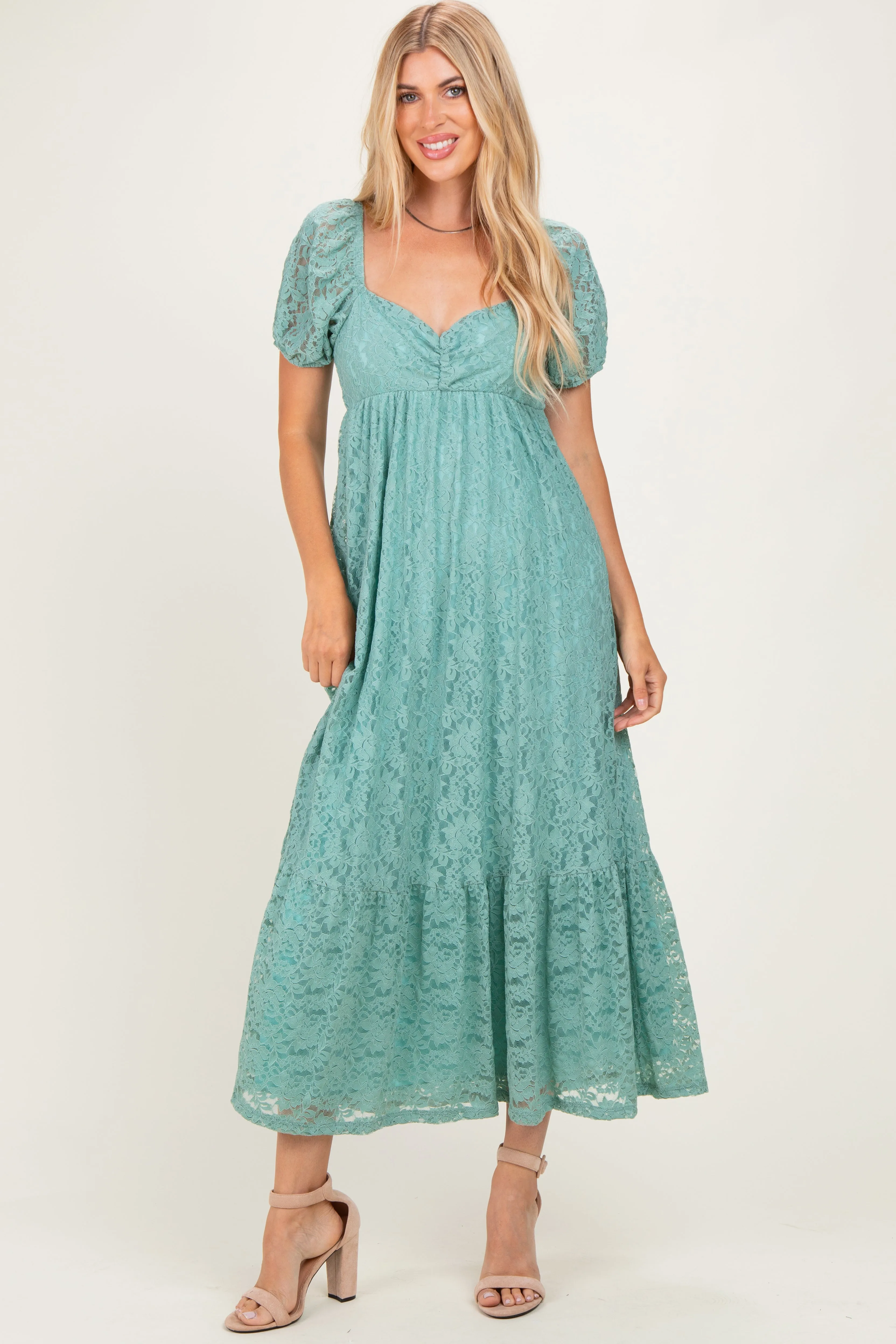 Light Blue Lace Maxi Dress sold by Pinkblush