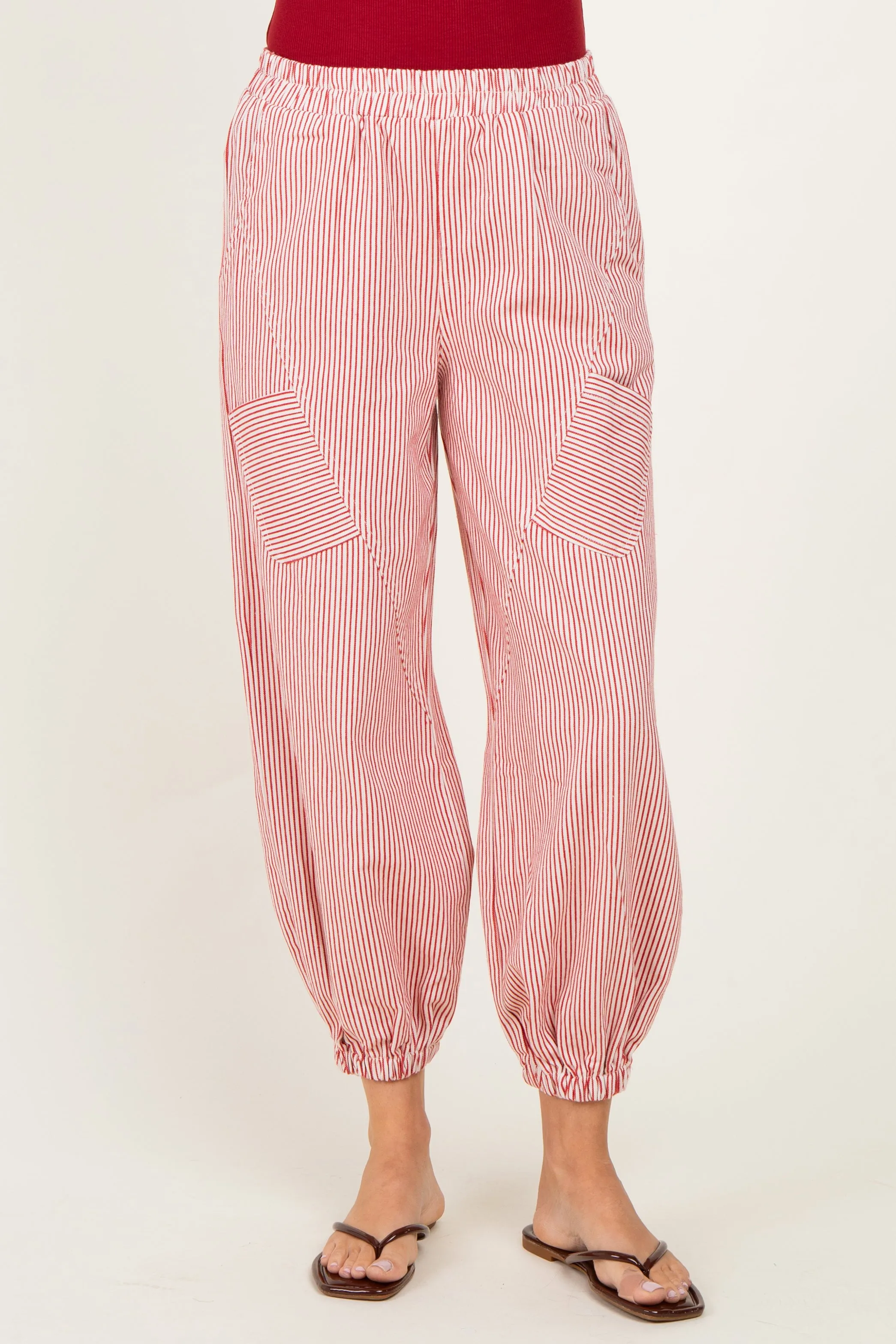 Red Striped Patch Pocket Pants sold by Pinkblush product image thumbnail 3