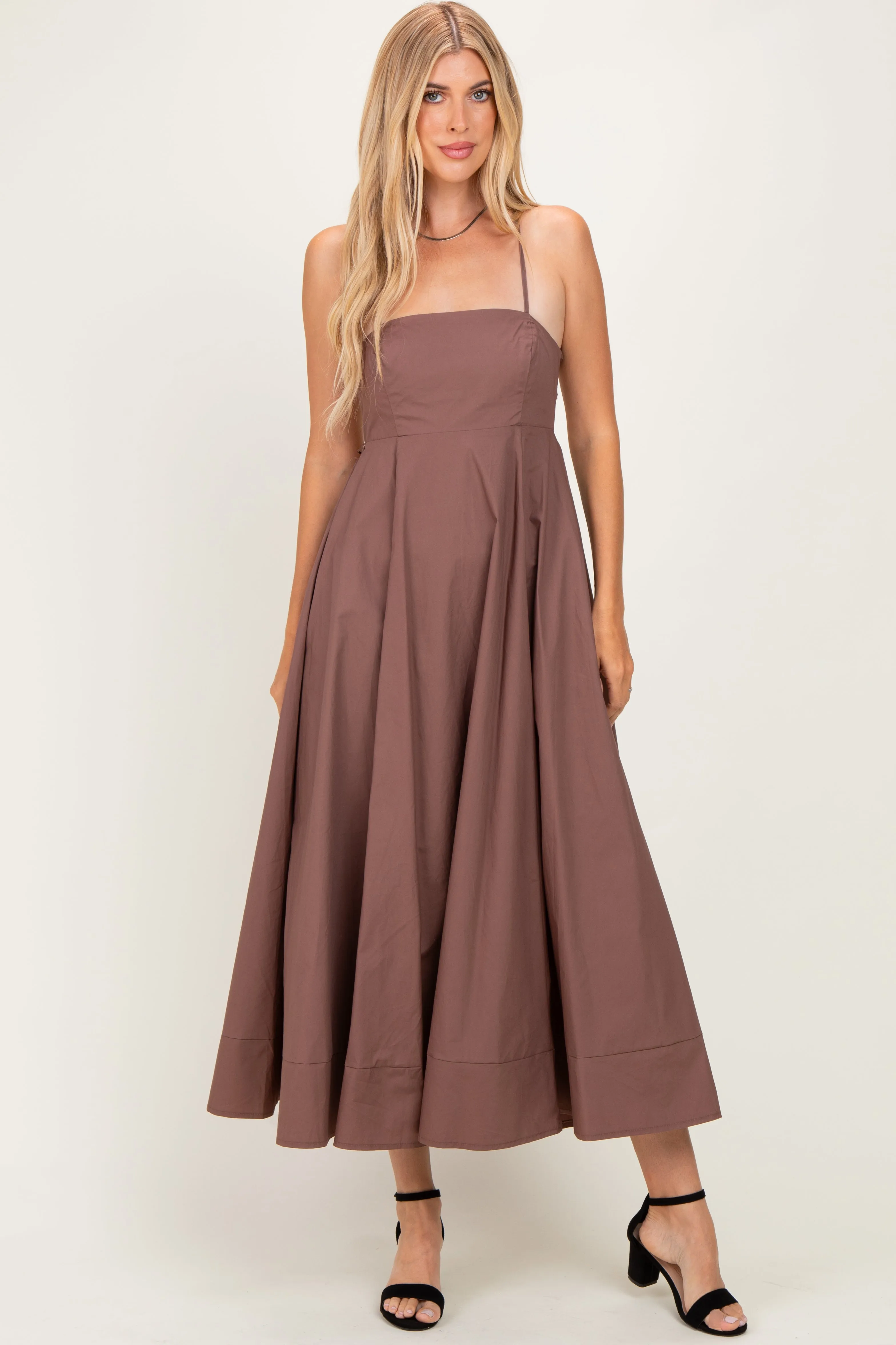 Brown Midi Dress sold by Pinkblush