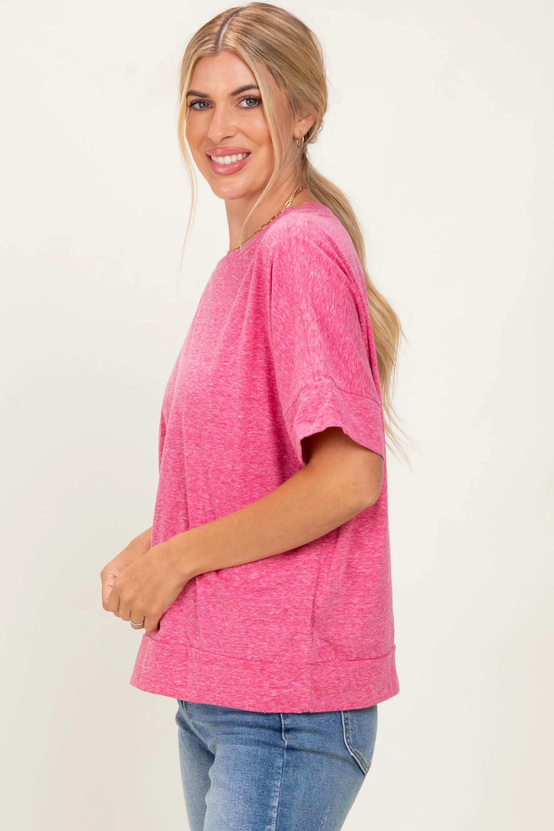 Fuchsia Oversized Short Sleeve Top sold by Pinkblush product image thumbnail 3