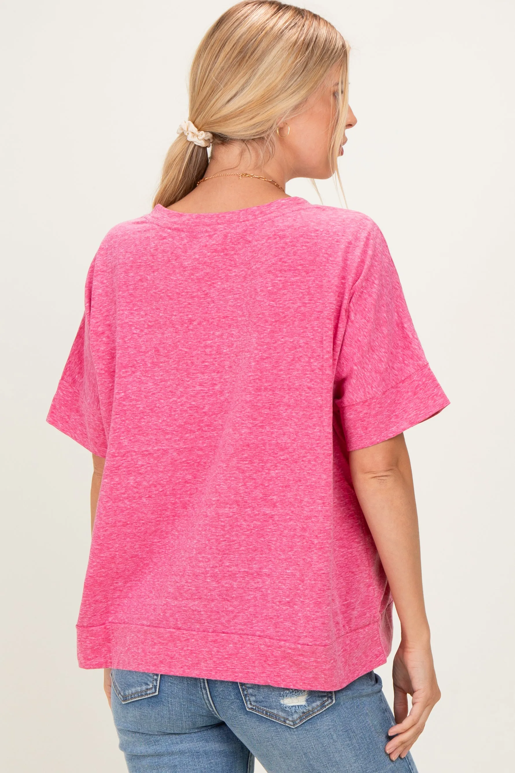 Fuchsia Oversized Short Sleeve Top sold by Pinkblush product image thumbnail 4