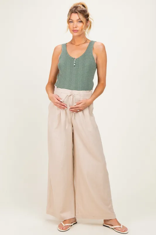 Natural Linen Wide Leg Maternity Pants made by Mustard Seed