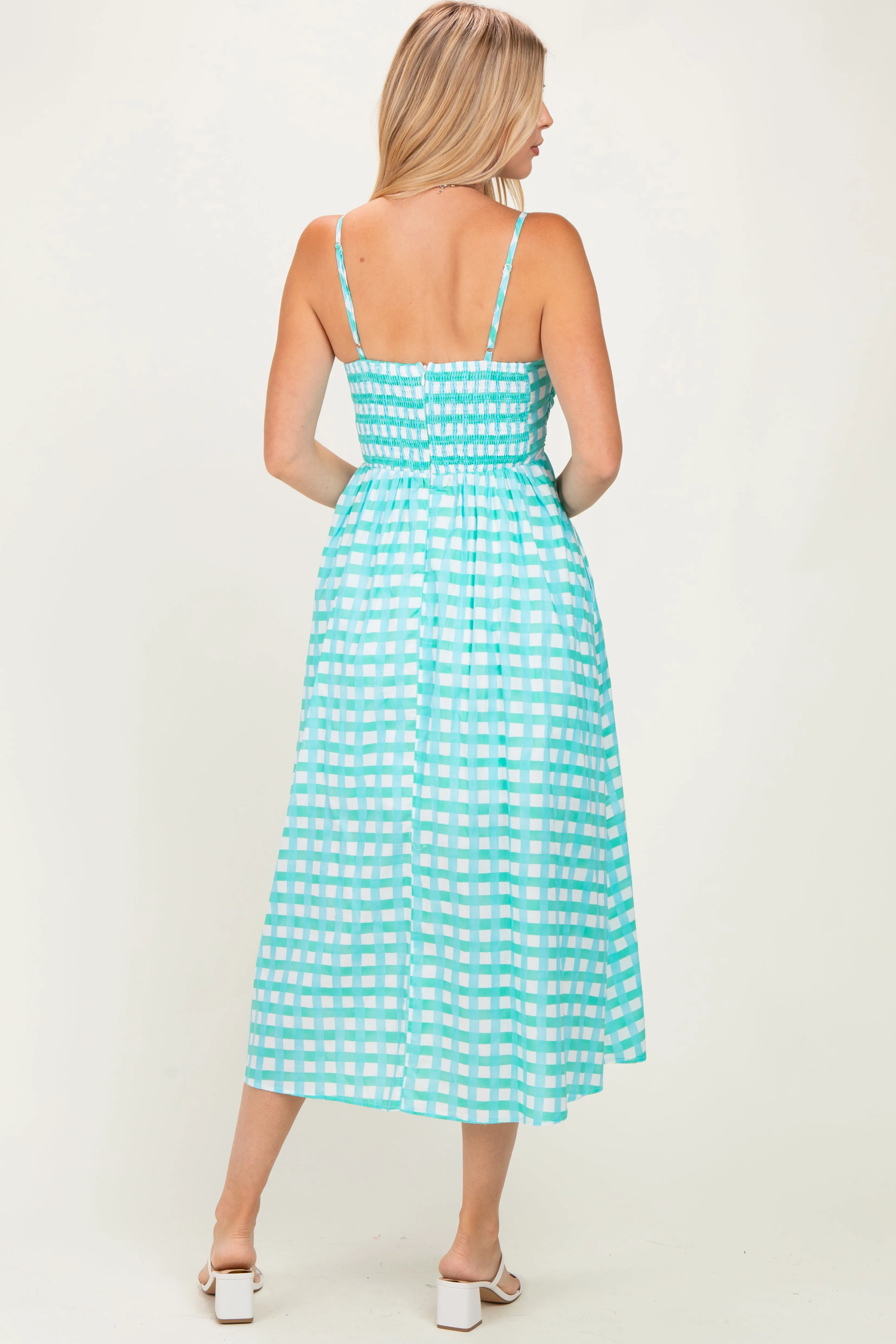 Mint Gingham Midi Dress sold by Pinkblush product image thumbnail 3