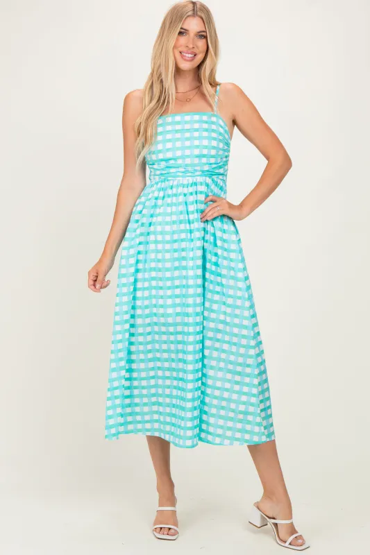 Mint Gingham Midi Dress made by entro