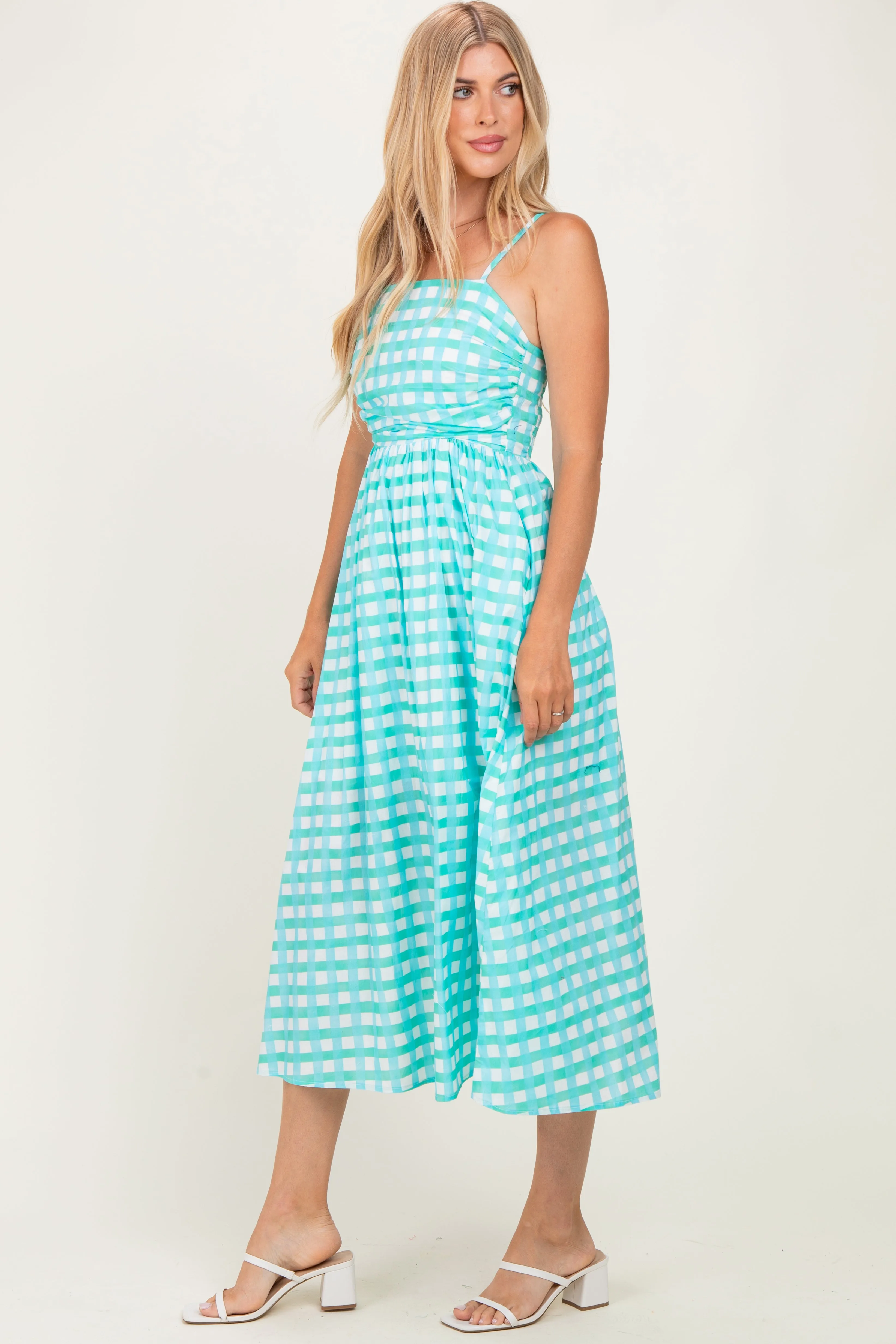 Mint Gingham Midi Dress sold by Pinkblush product image thumbnail 2