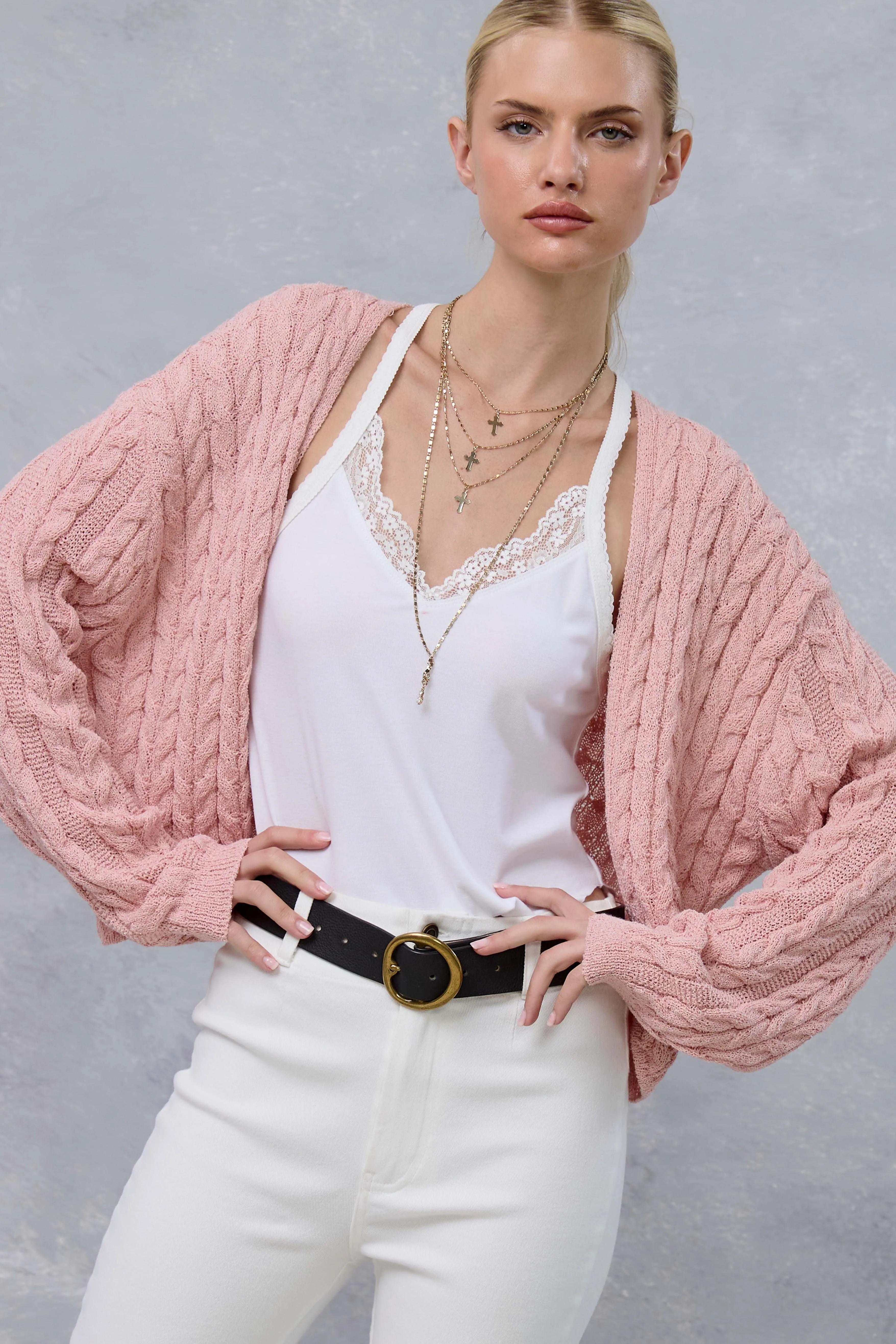 Pink Dolman Sleeve Boho Cable Knit Maternity Cardigan sold by Pinkblush product image thumbnail 5