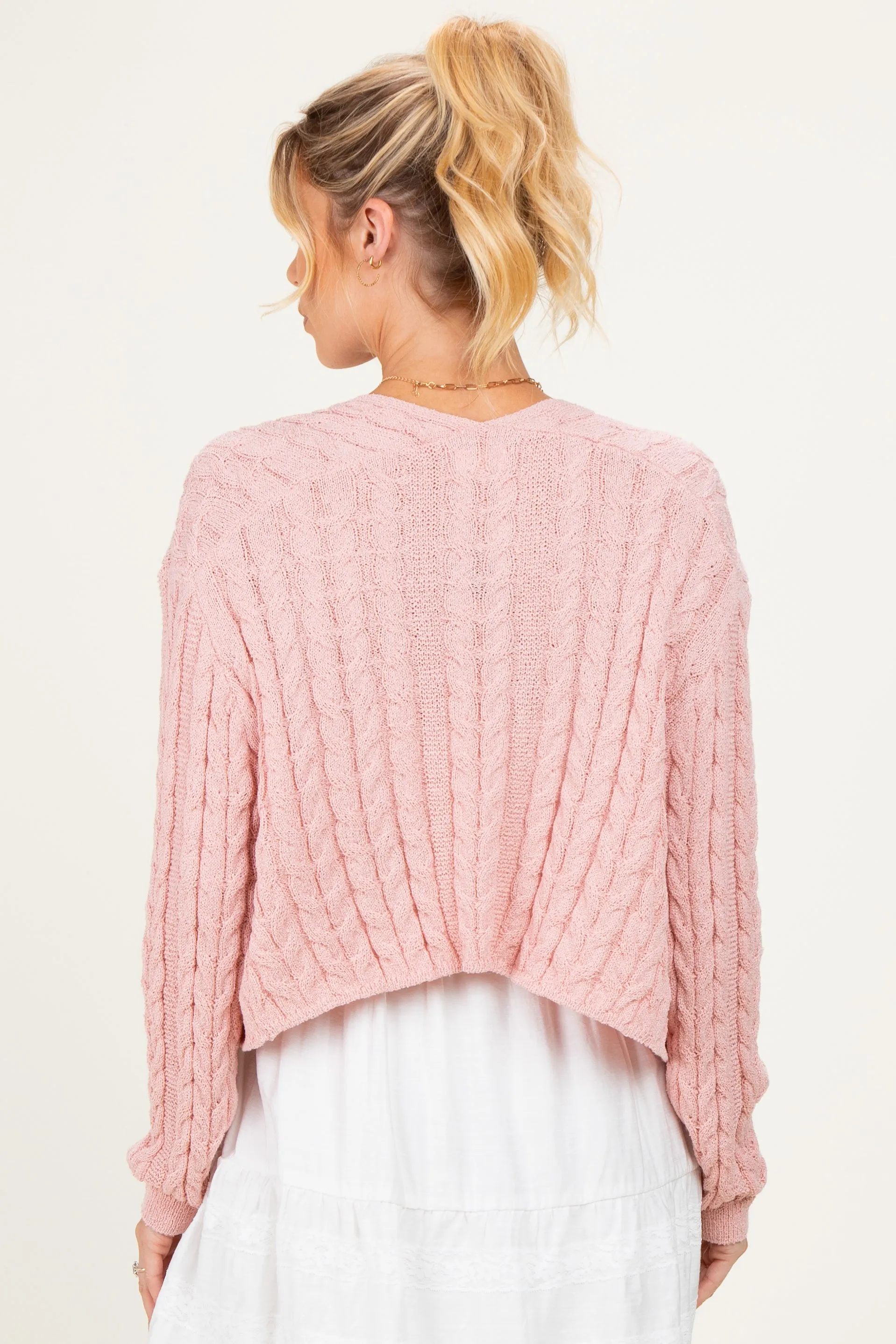 Pink Dolman Sleeve Boho Cable Knit Maternity Cardigan sold by Pinkblush product image thumbnail 4