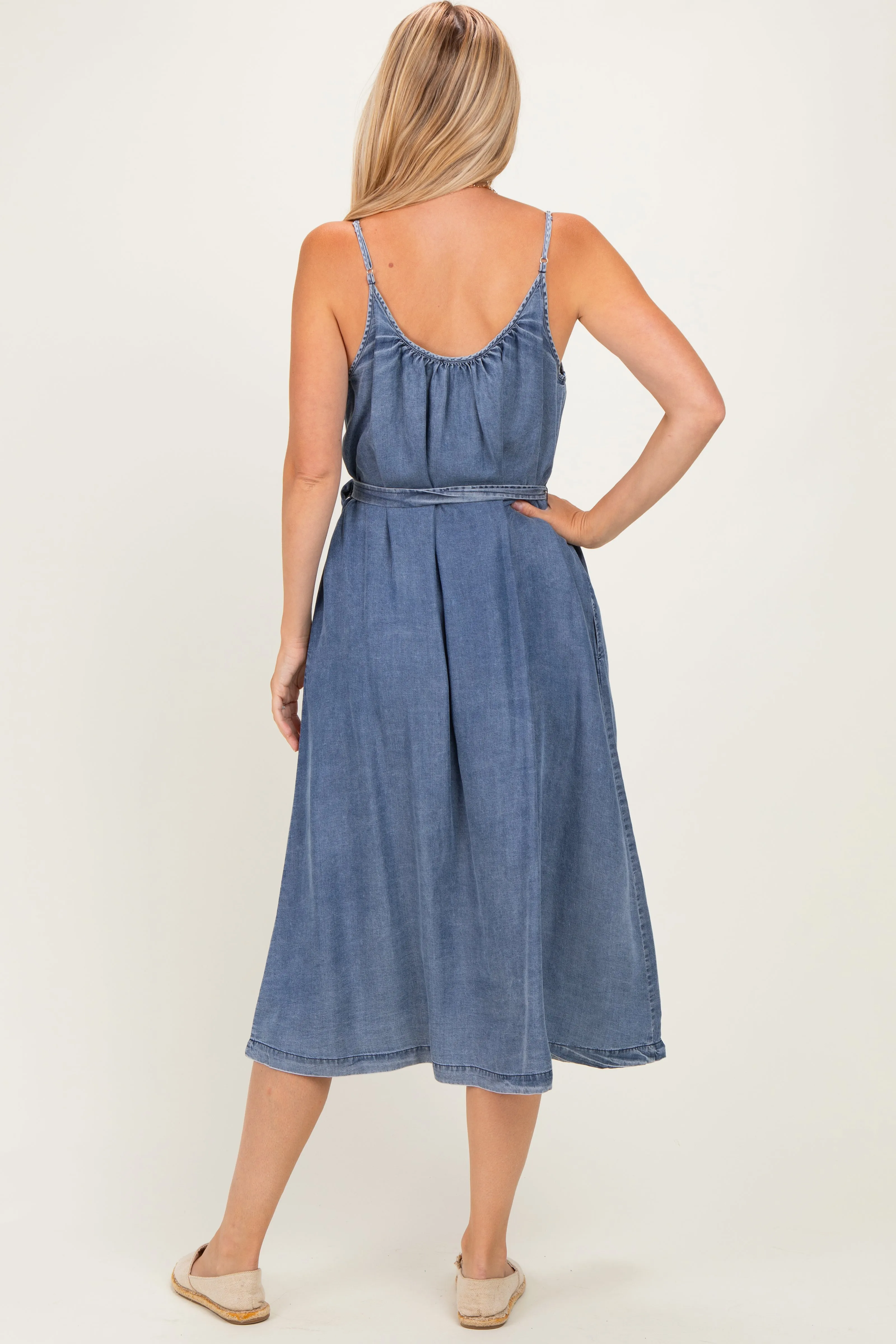 Denim Button Down Midi Dress sold by Pinkblush product image thumbnail 3