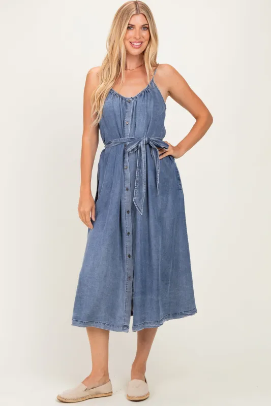 Denim Button Down Midi Dress made by Final Touch