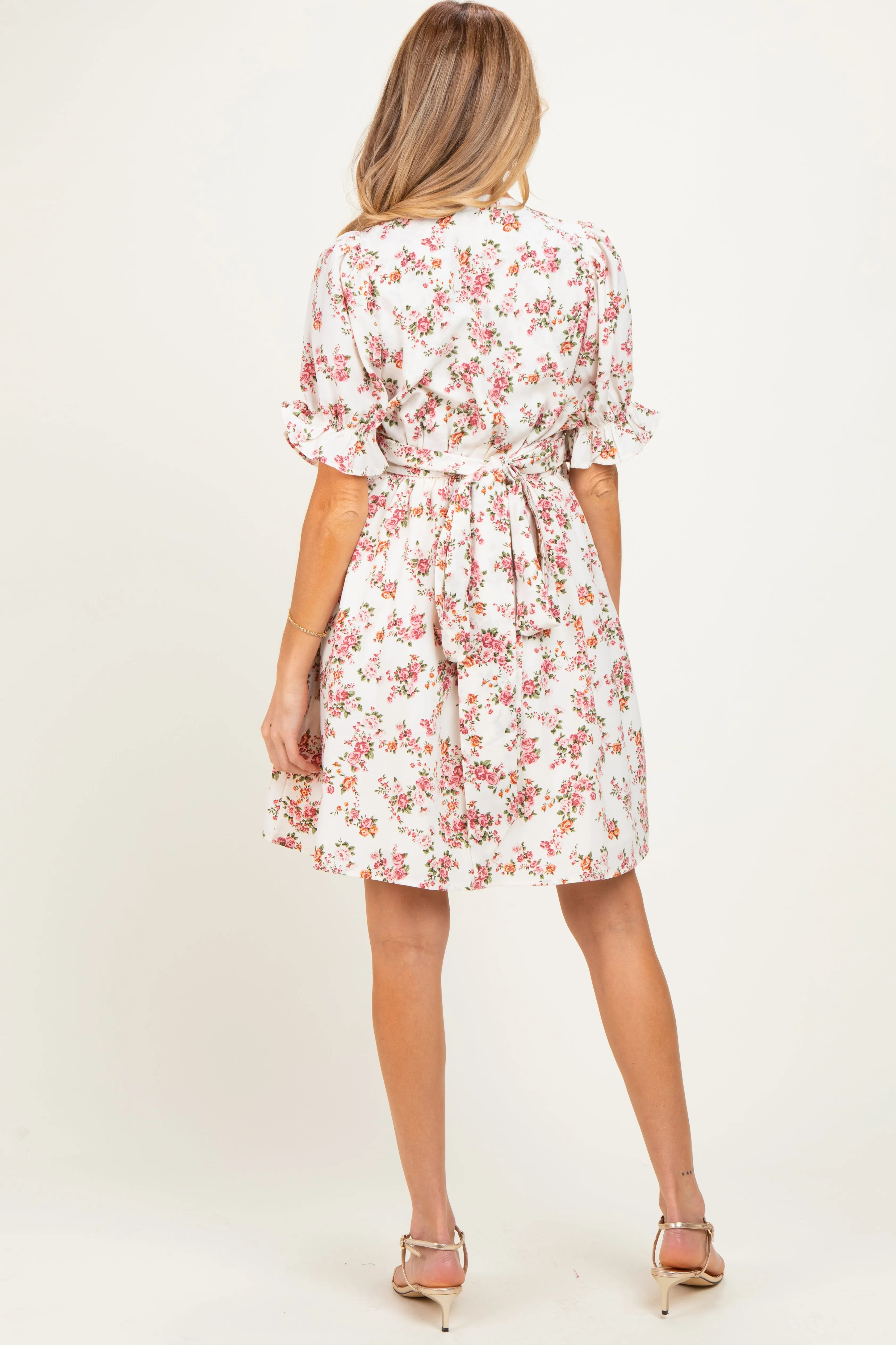 Ivory Rose Floral Maternity Wrap Dress sold by Pinkblush product image thumbnail 3