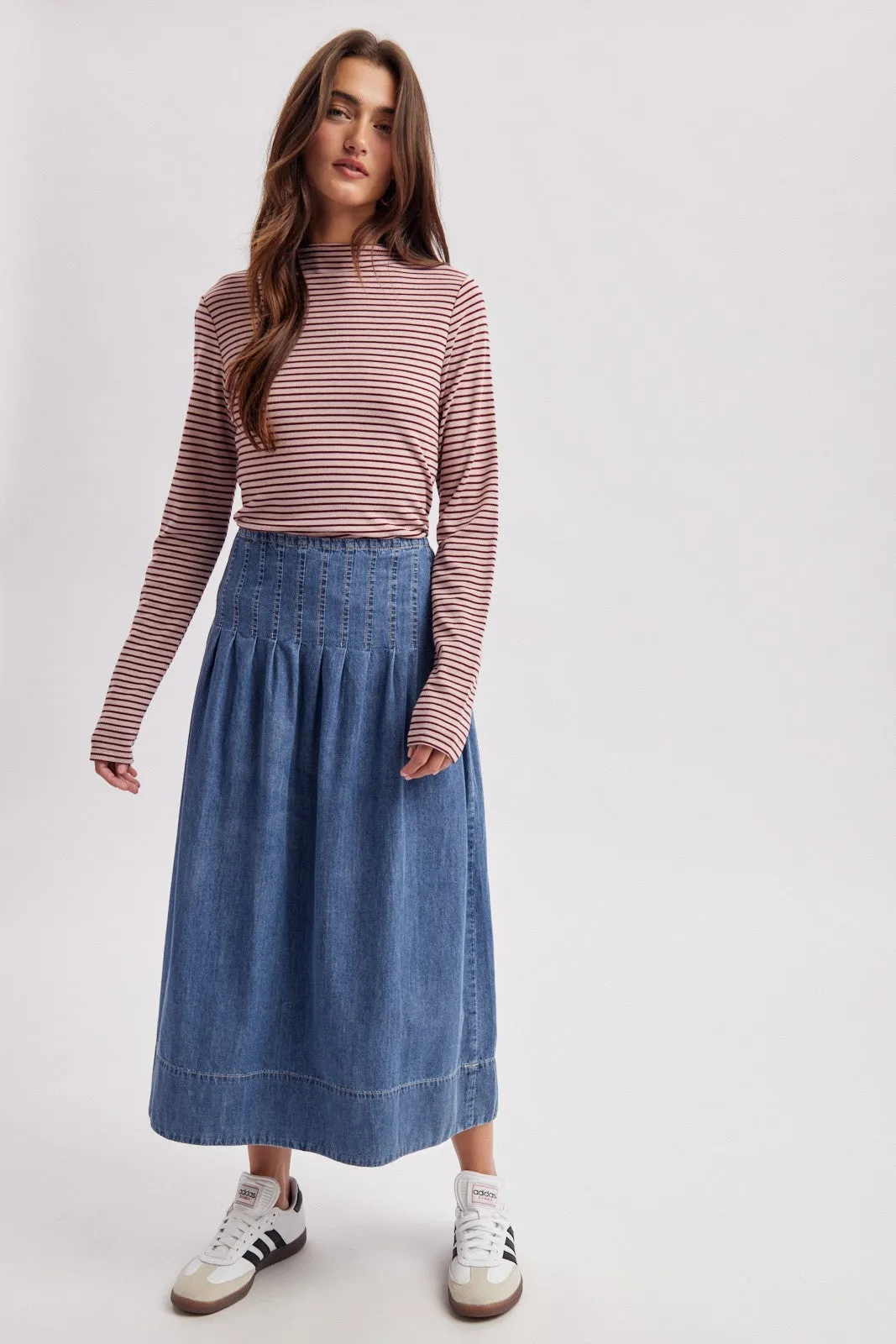 Mauve Striped Rolled Neck Top sold by Pinkblush product image thumbnail 4
