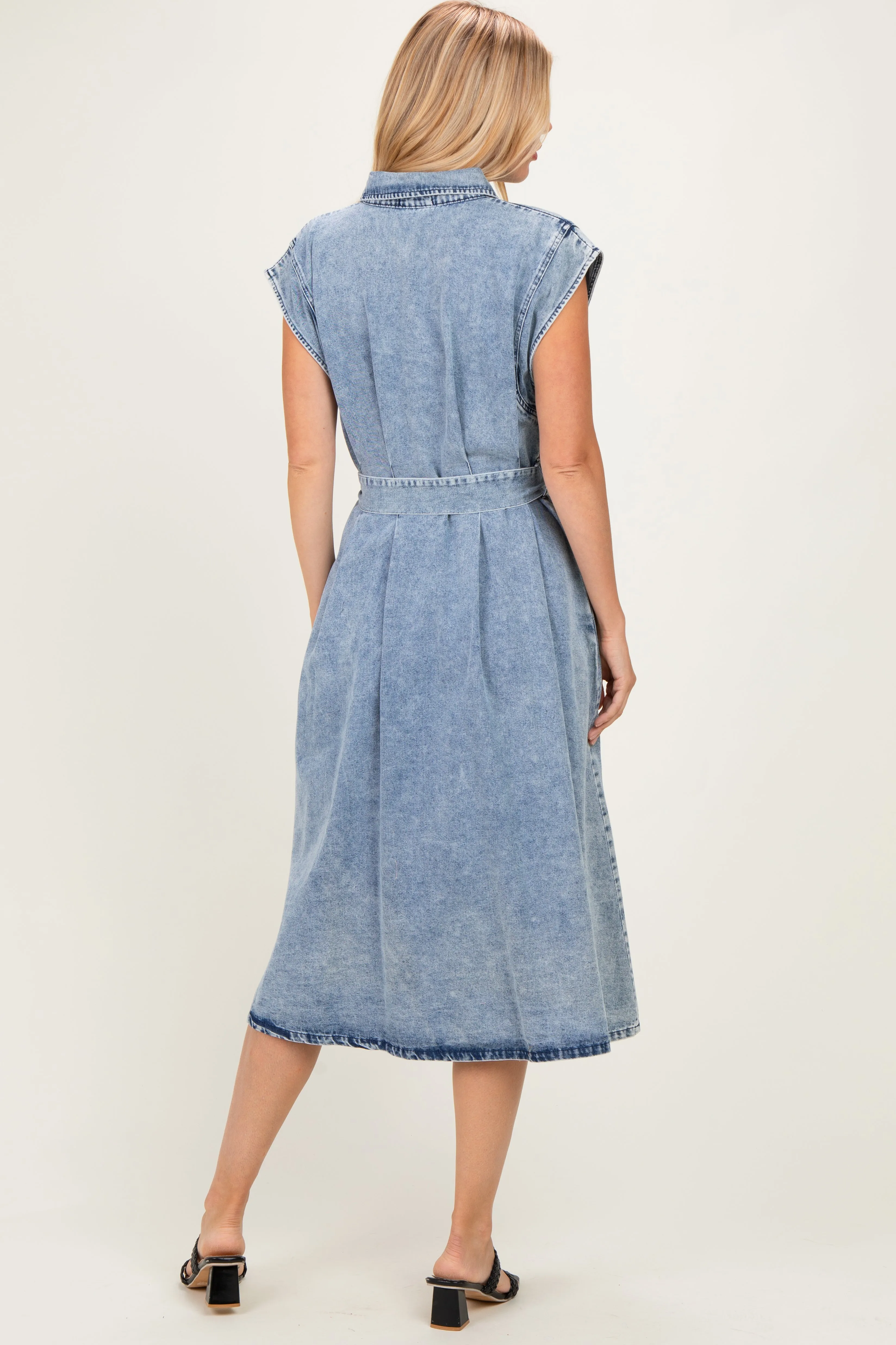 Denim Button Front Midi Dress sold by Pinkblush product image thumbnail 3