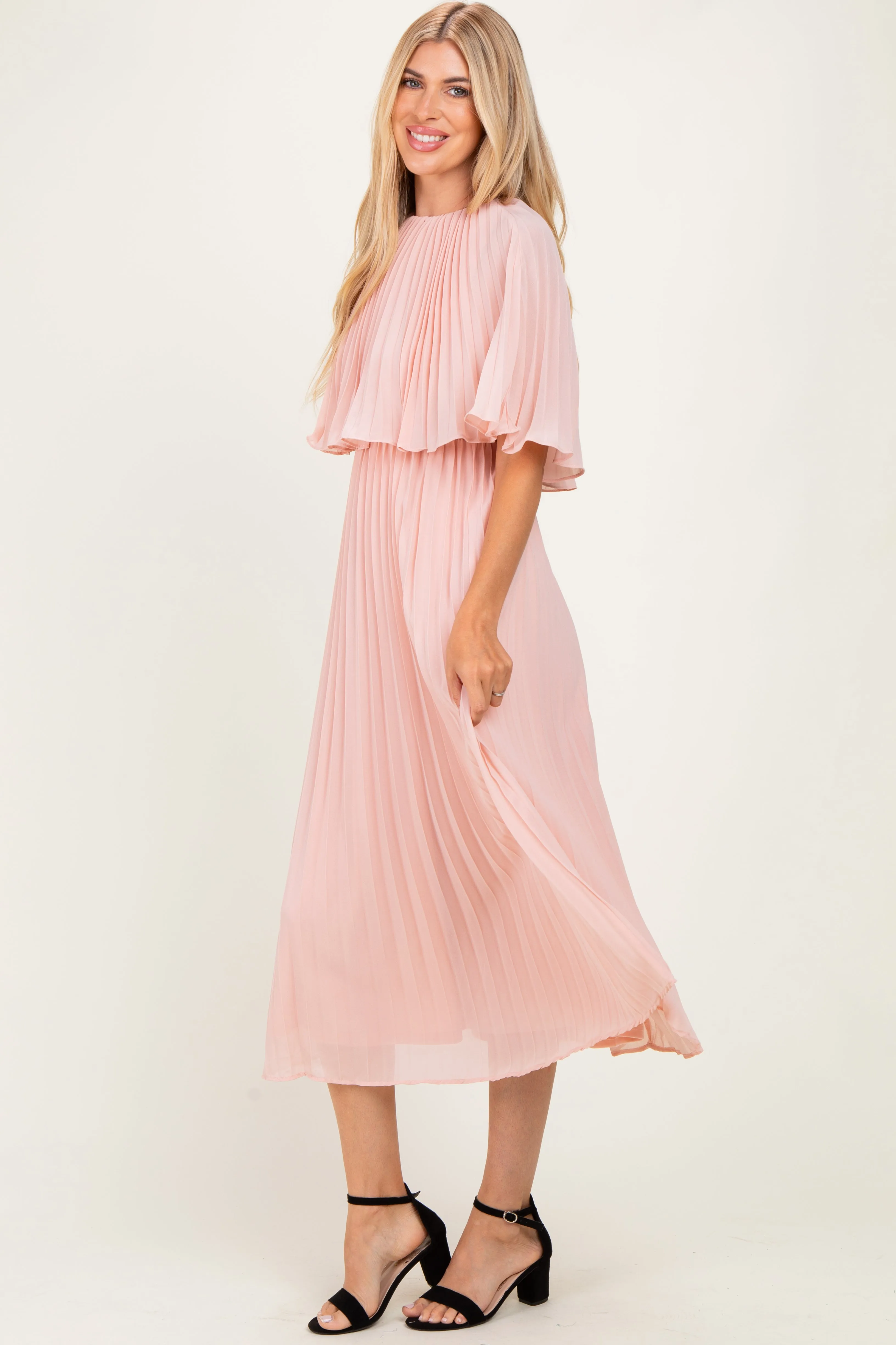 Blush Pleated Cape Midi Dress sold by Pinkblush product image thumbnail 2