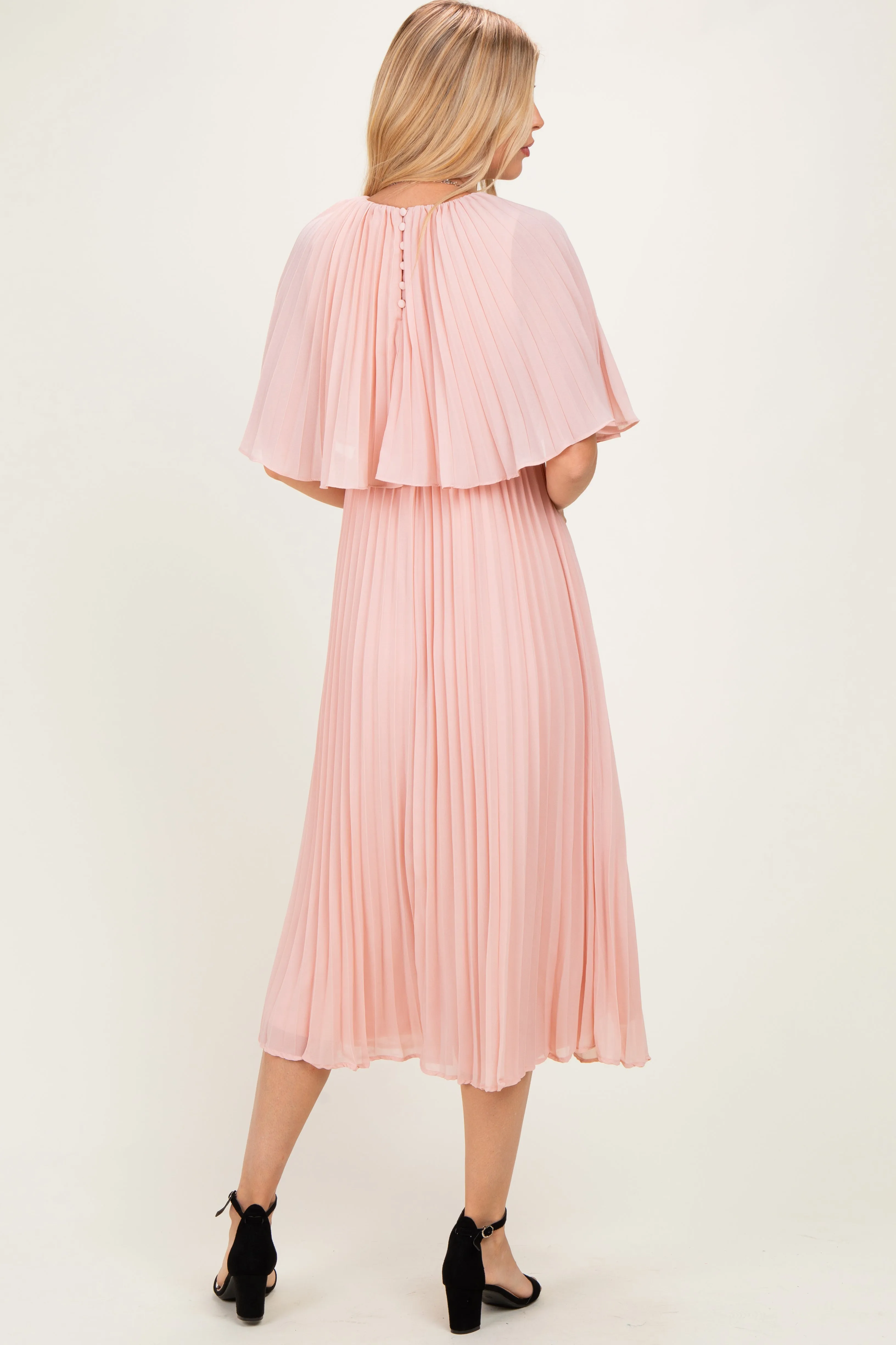 Blush Pleated Cape Midi Dress sold by Pinkblush product image thumbnail 3