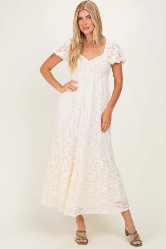 Ivory Lace Maxi Dress made by Pinkblush