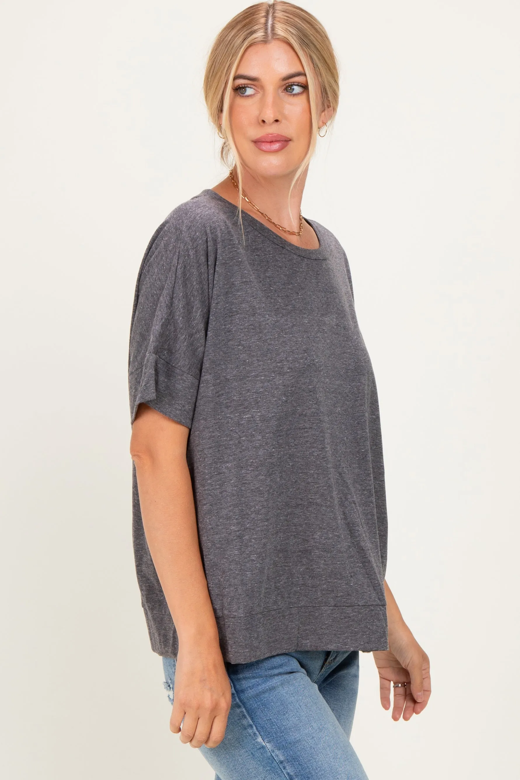 Black Charcoal Oversized Short Sleeve Top sold by Pinkblush product image thumbnail 3