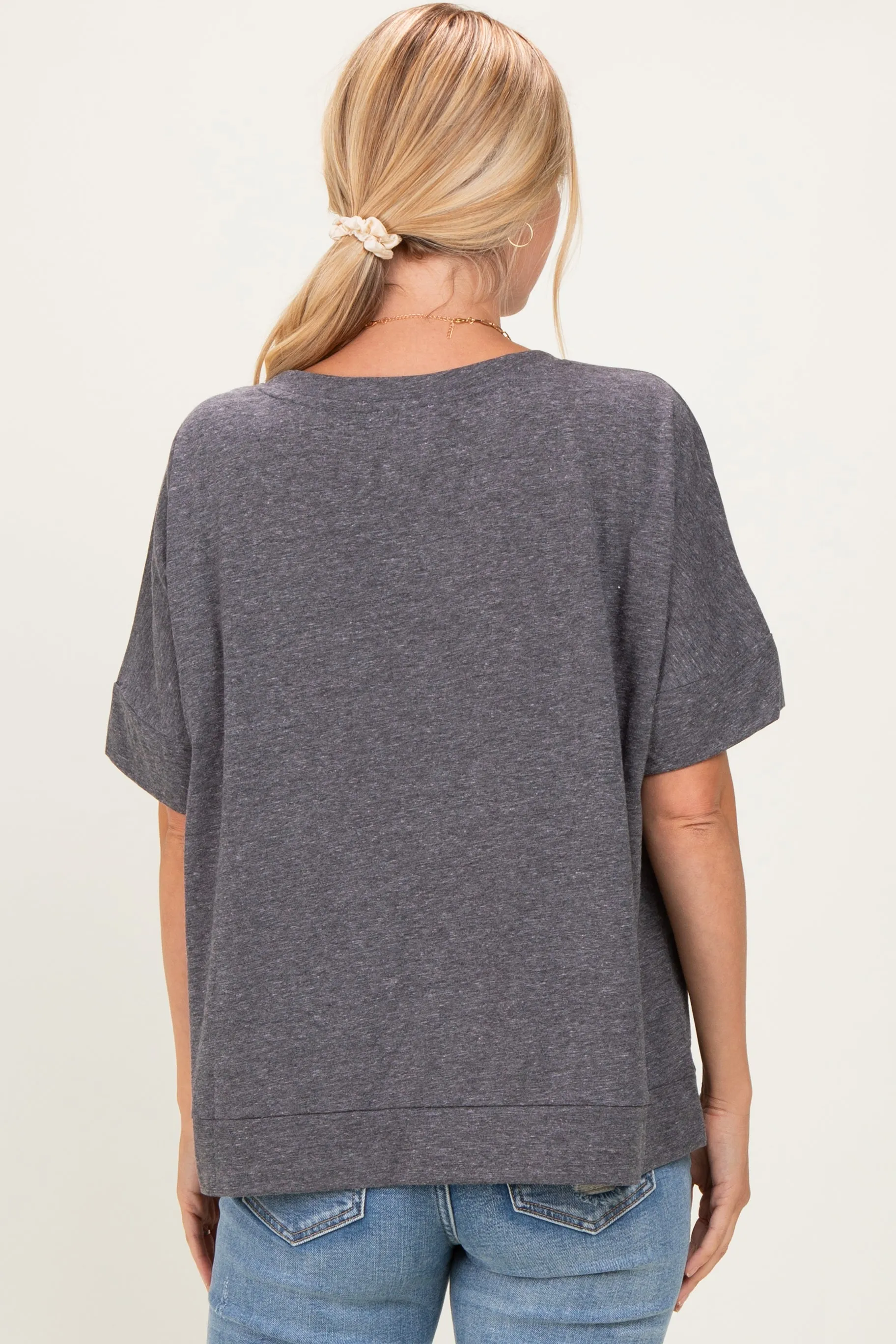 Black Charcoal Oversized Short Sleeve Top sold by Pinkblush product image thumbnail 4