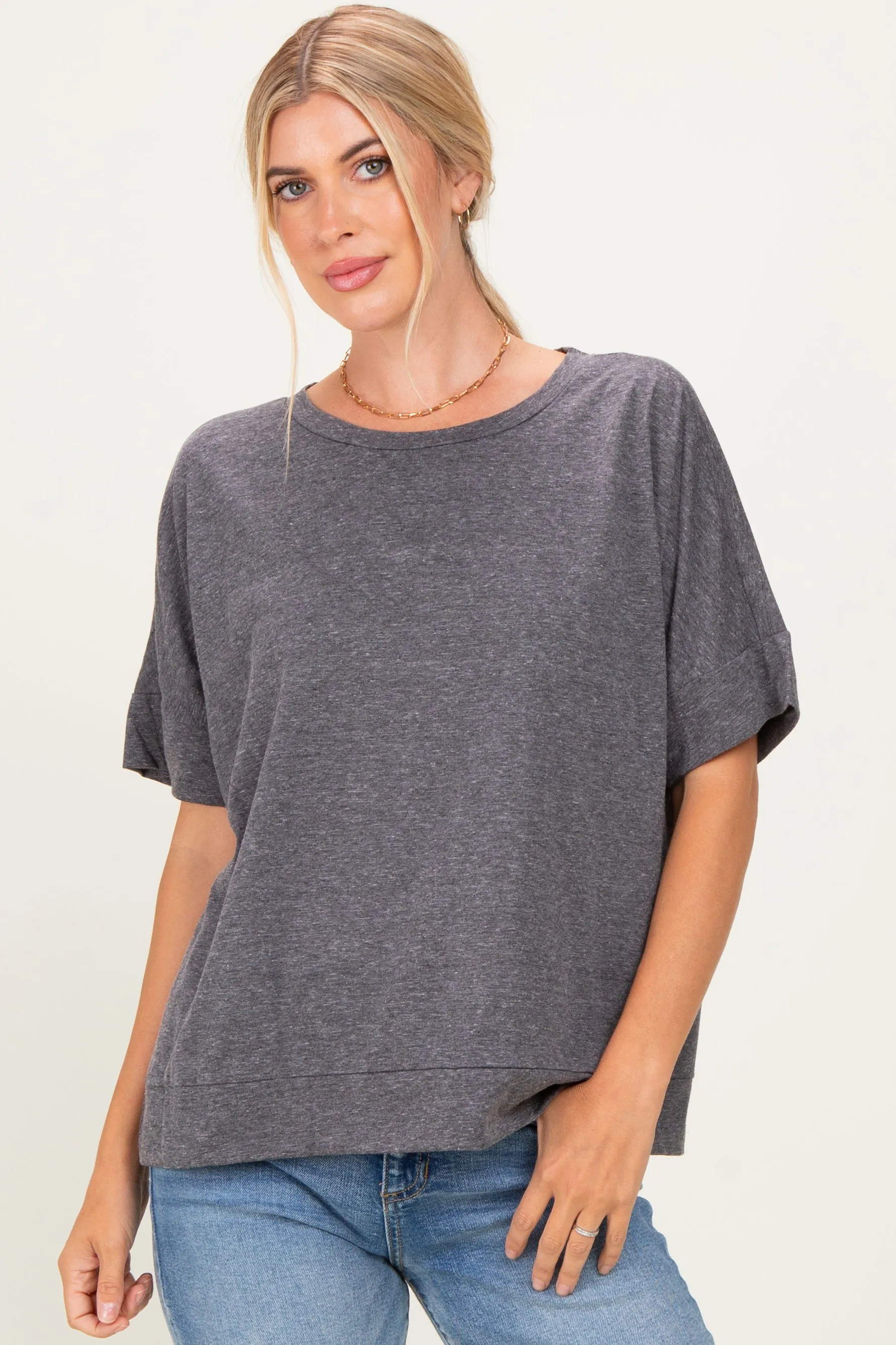 Black Charcoal Oversized Short Sleeve Top sold by Pinkblush product image thumbnail 2