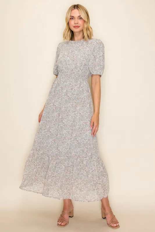 Sage Floral Chiffon Maxi Dress made by tea n rose