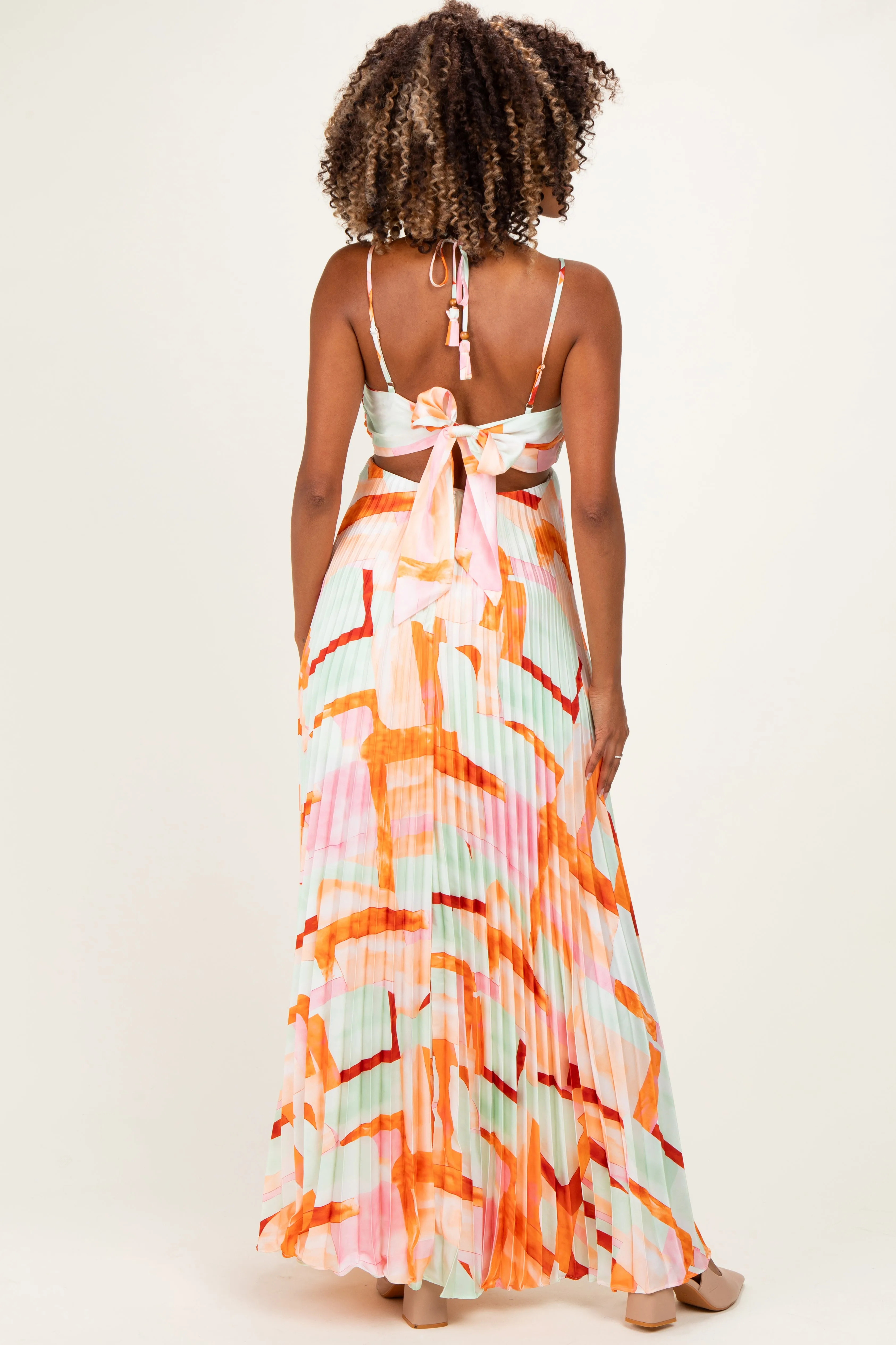 Multicolor Pleated Halter Cutout Maternity Maxi Dress sold by Pinkblush product image thumbnail 3