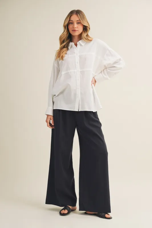Midnight Drawstring Wide Leg Pants made by Mustard Seed