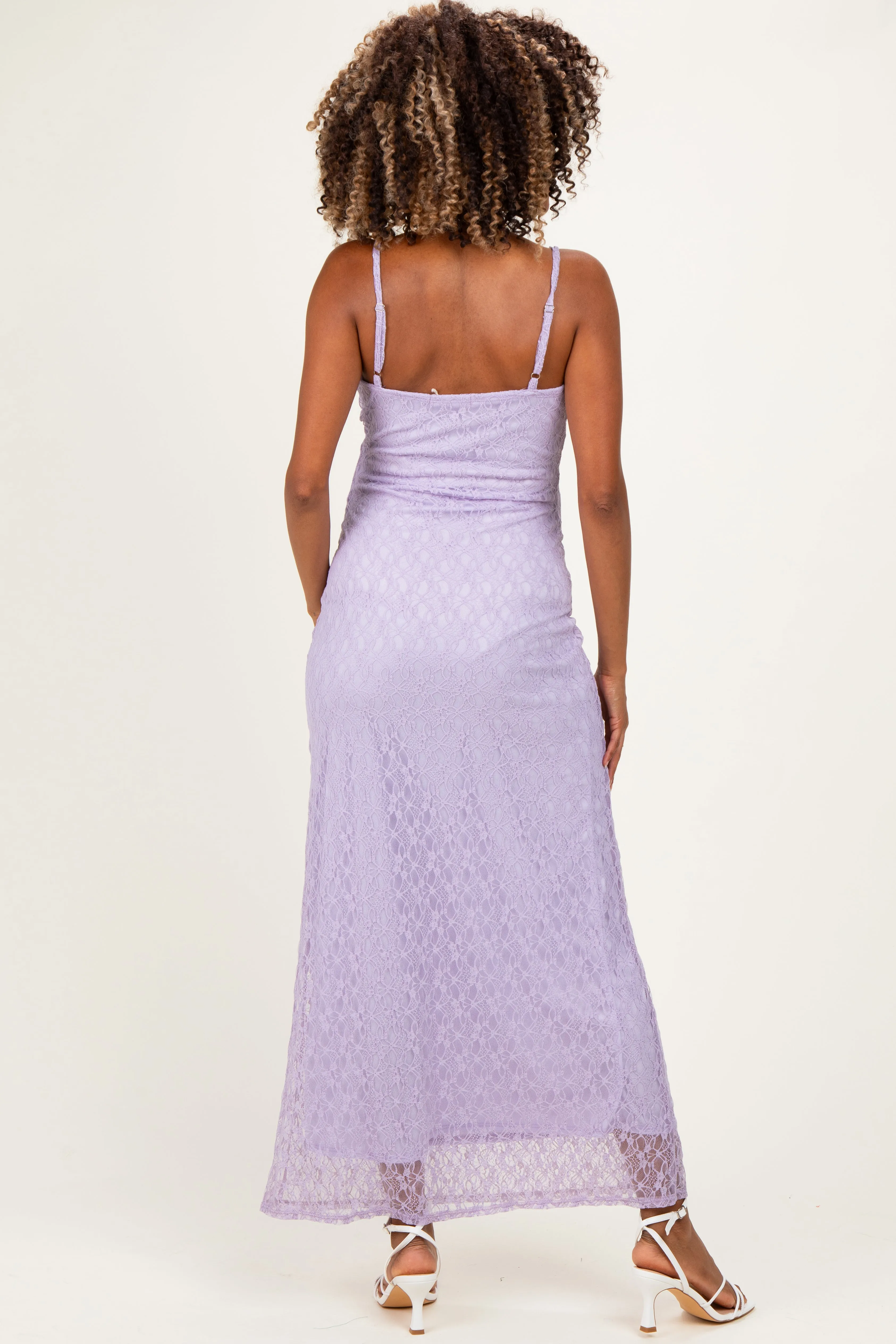 Lavender Sleeveless Lace Square Neck Maternity Maxi Dress sold by Pinkblush product image thumbnail 3