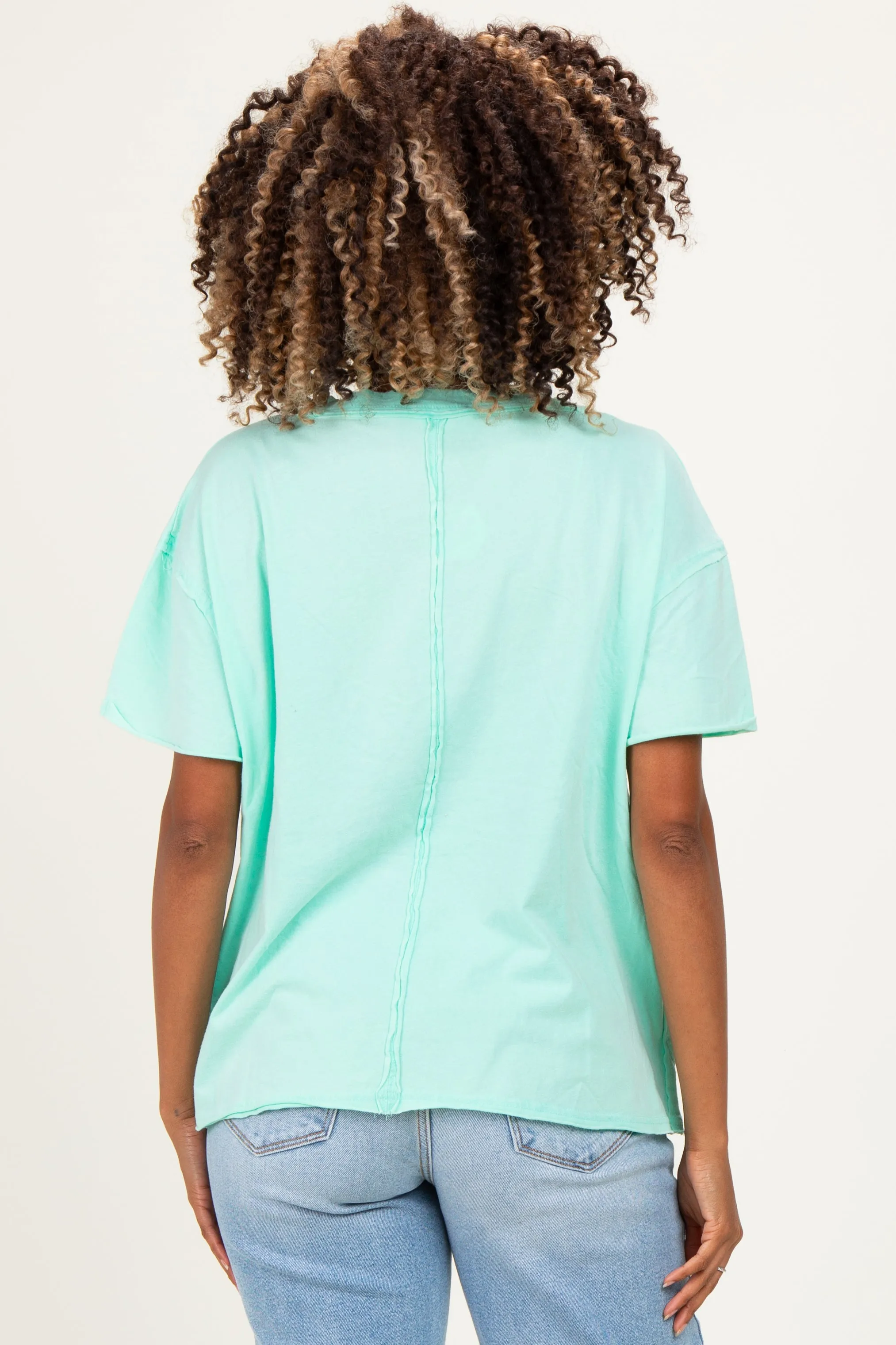 Mint Washed V-Neck Oversized Maternity Tee sold by Pinkblush product image thumbnail 3