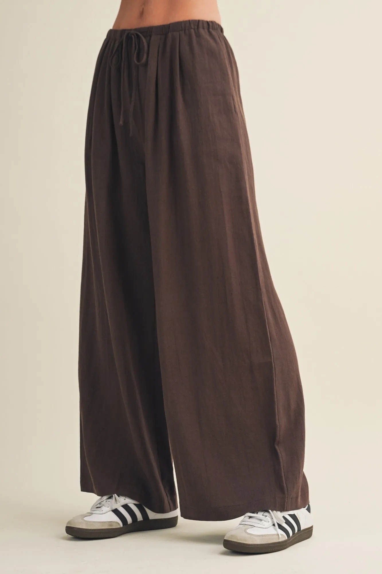 Espresso Drawstring Wide Leg Pants sold by Pinkblush product image thumbnail 3