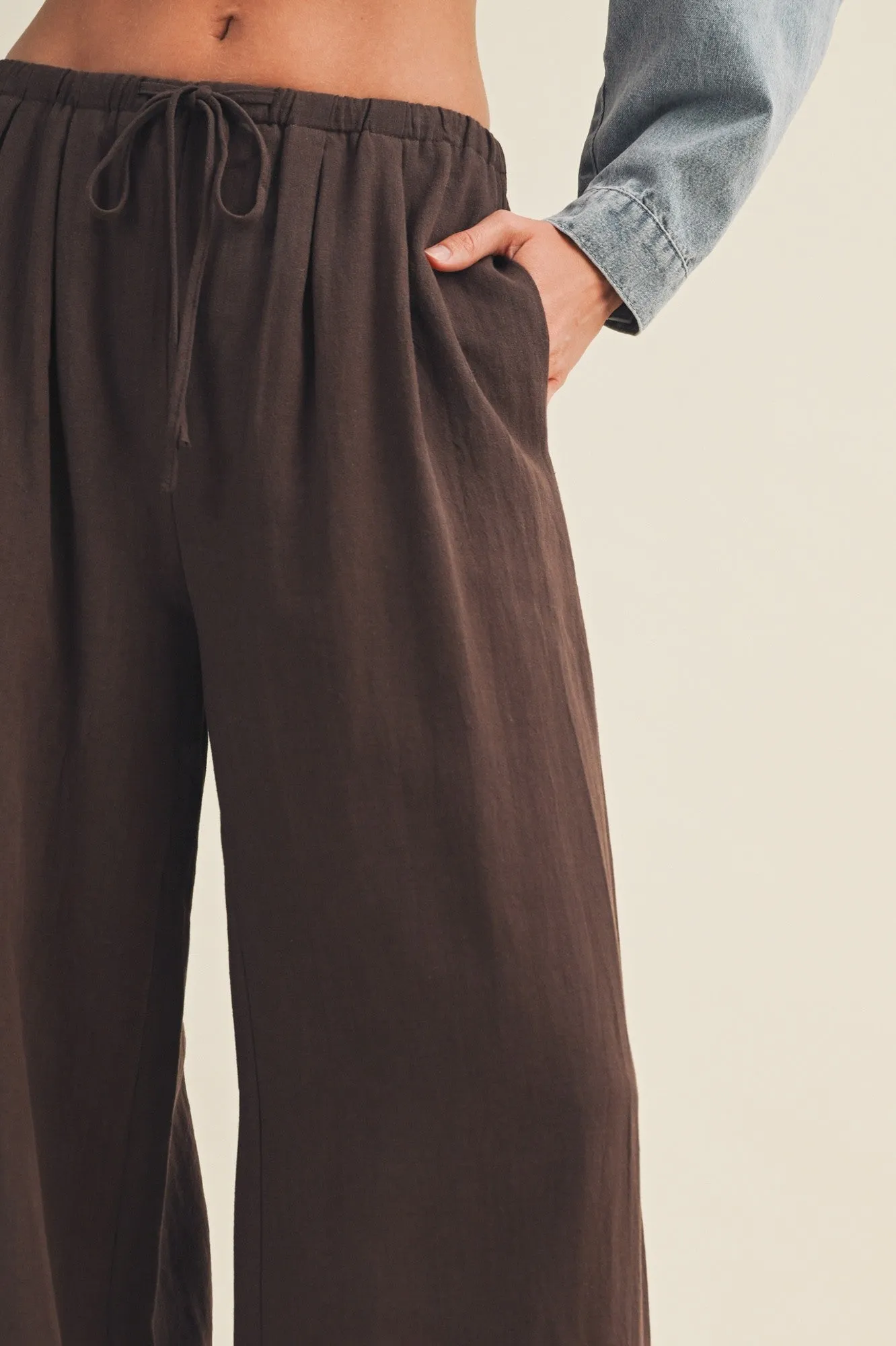 Espresso Drawstring Wide Leg Pants sold by Pinkblush product image thumbnail 5