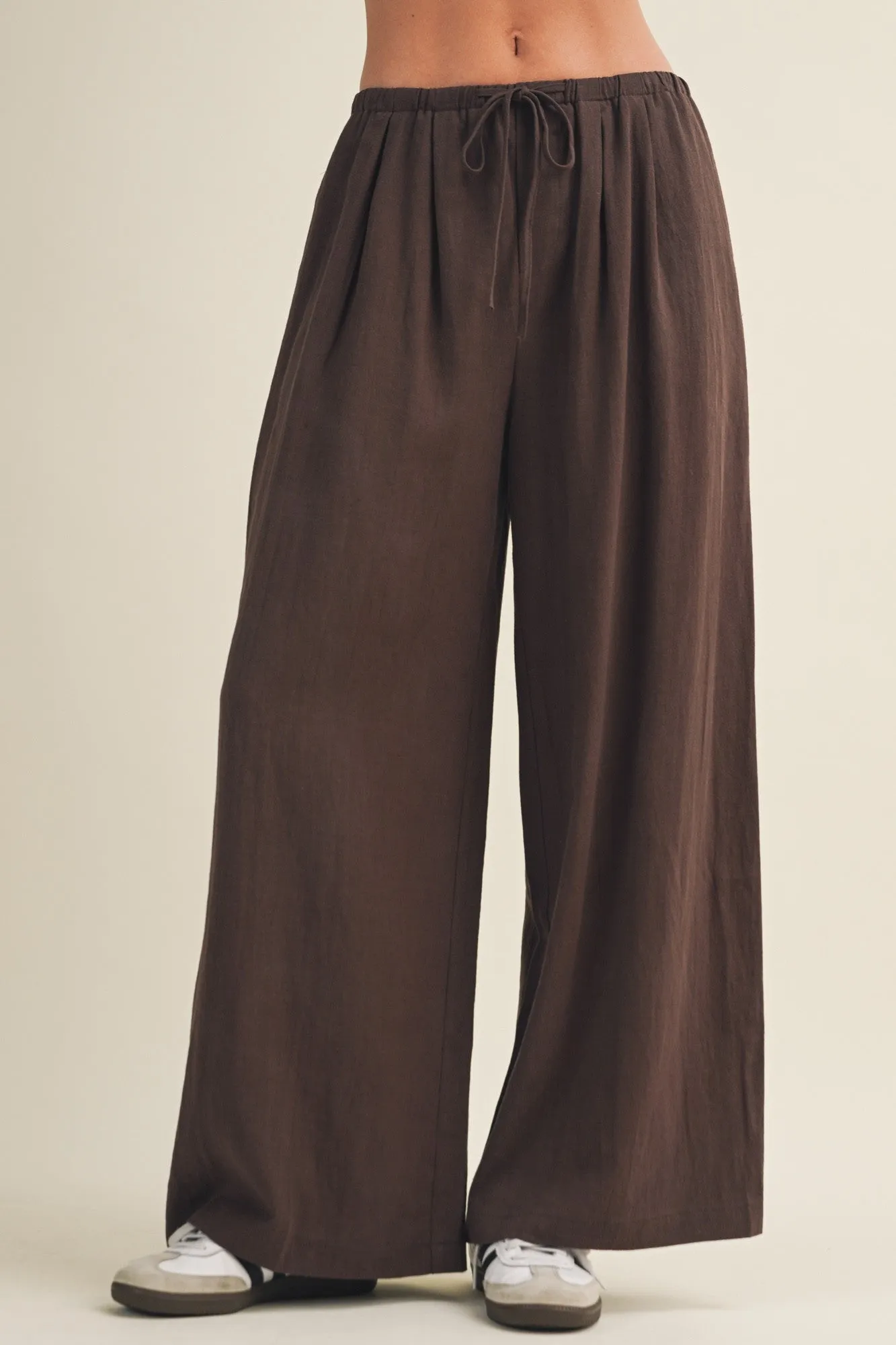 Espresso Drawstring Wide Leg Pants sold by Pinkblush product image thumbnail 2