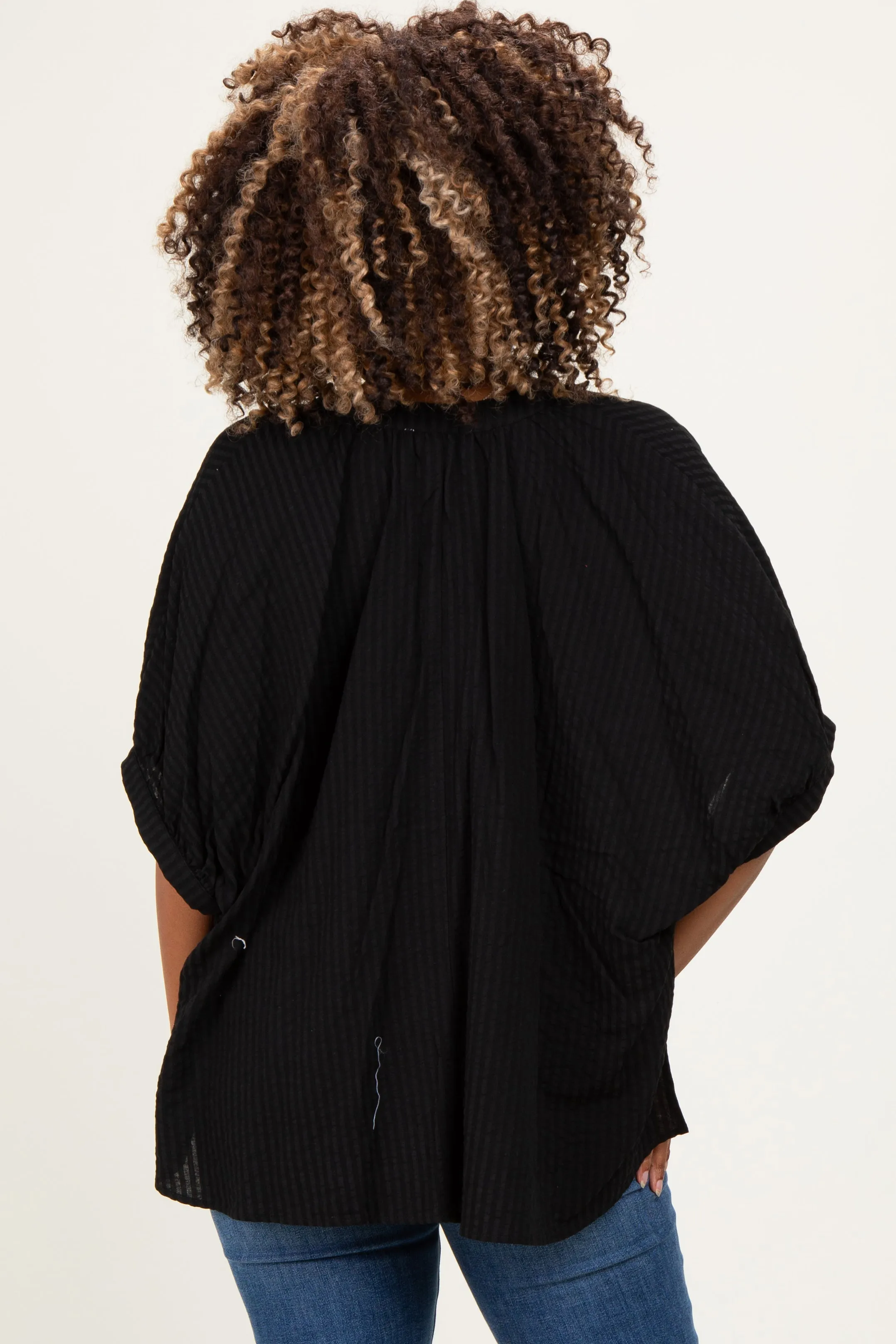 Black Textured Stripe Oversized Maternity Blouse sold by Pinkblush product image thumbnail 2